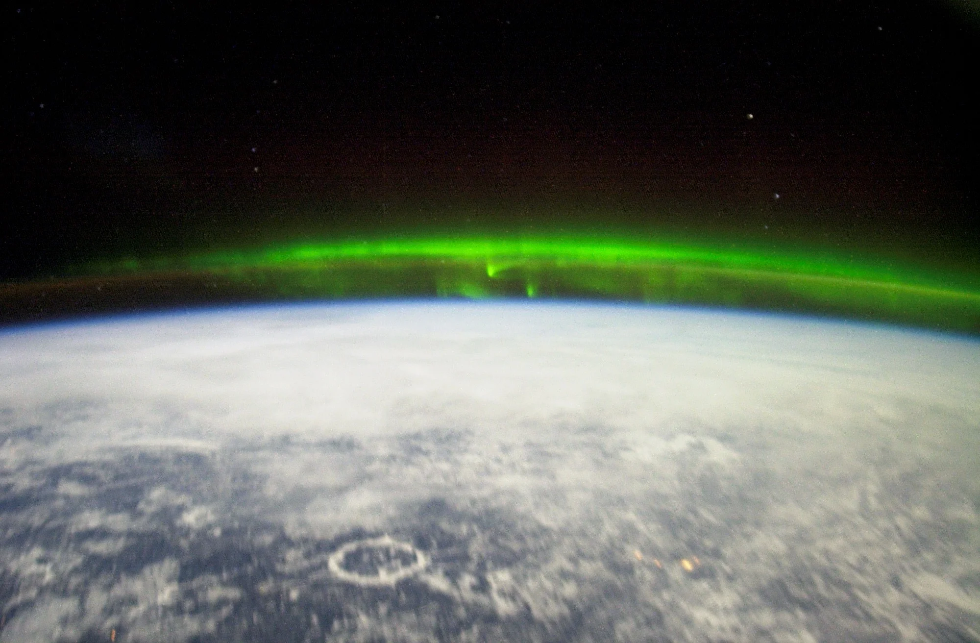 Photo of Aurora Borealis as seen from space, by NASA