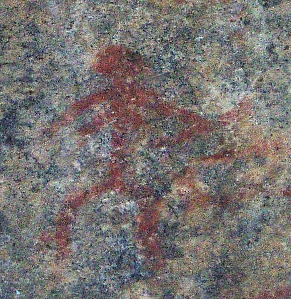 Detail of the Astuvansalmi rock paintings, a woman with a bow. Photo: Ahto Kokko, Wikimedia Commons