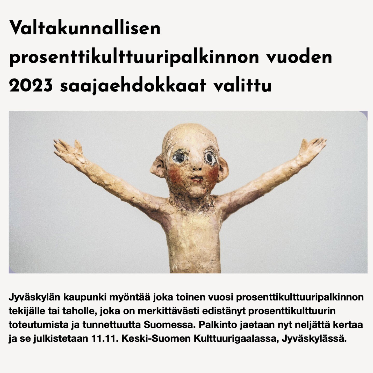 T&auml;llaisesta l&ouml;ysin nimeni t&auml;ll&auml; viikolla 💛 L&auml;mmitt&auml;&auml; mielt&auml;! 🙏 Minulle kuvanveist&auml;j&auml;n&auml; julkinen tila on ollut kiinnostavin taiteellisen praktiikan paikka kouluajoista saakka. Oman taiteellisen 