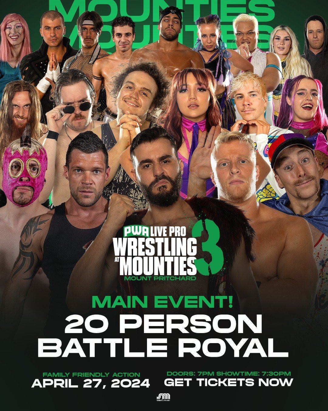 20 PERSON Battle Royal for the MOUNTIES CUP is TOMORROW 🚨

PWA Live at the @mountiesclub 
APRIL 27 📌
🚪 DOORS: 7PM 🛎️ SHOWTIME: 7:30PM
Get Tix Now🎟️➡️ INBIO