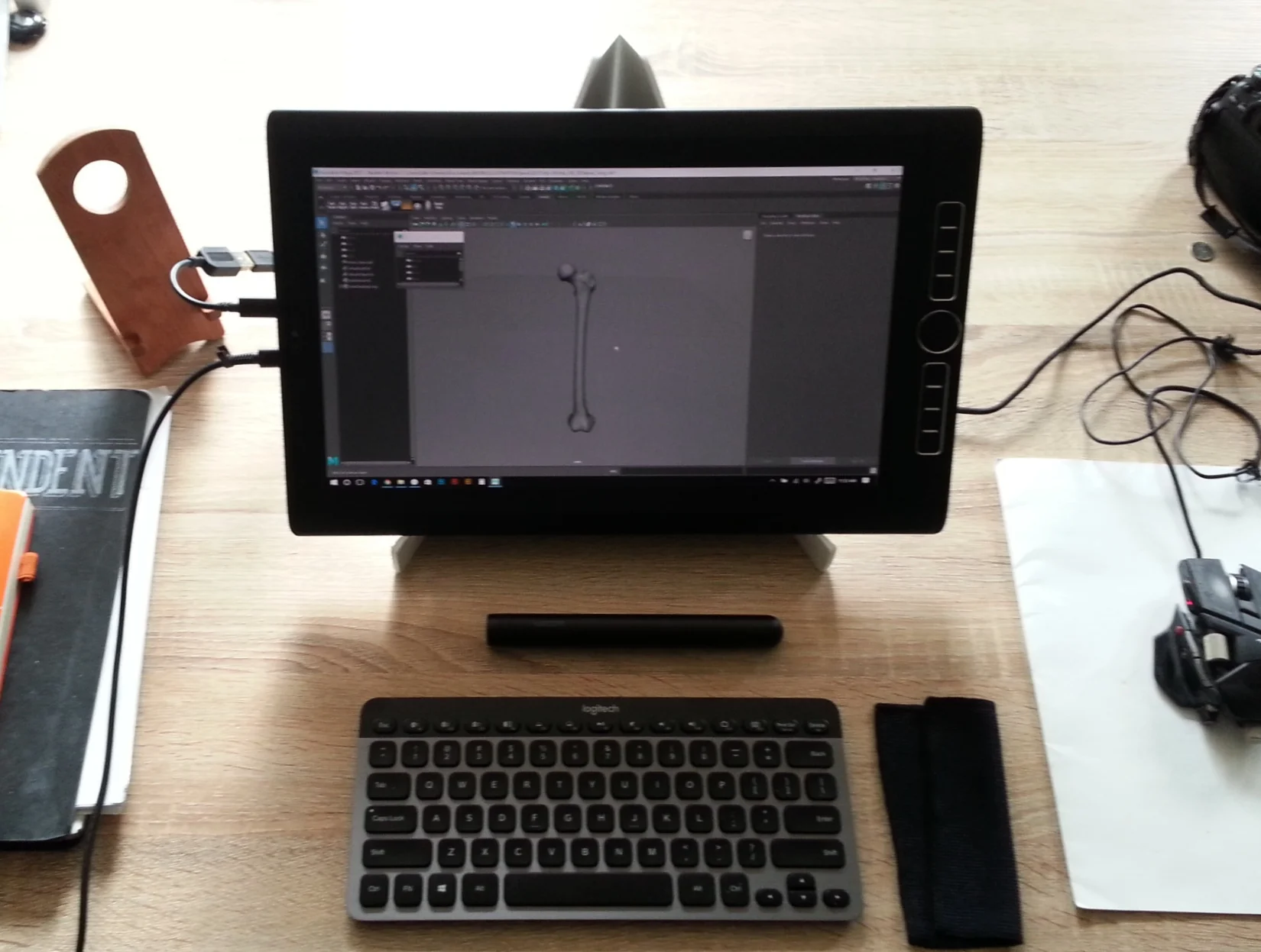 The original post showed this image of it. The stand is obscured, like a sasquatch, behind the blinding splendor of my new computer. 