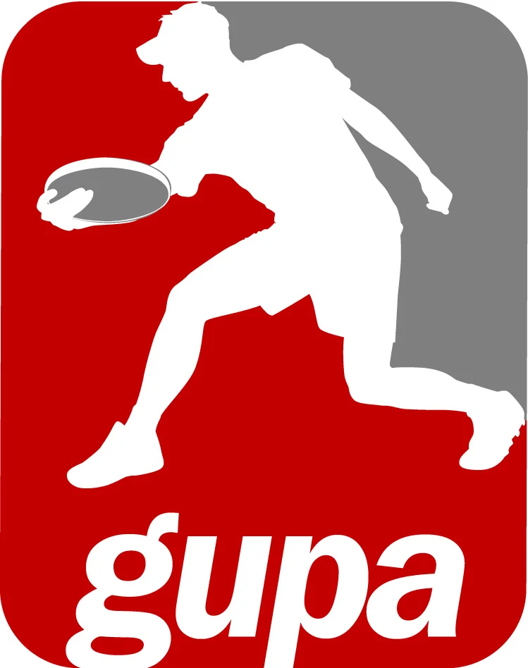Me and my crap backhand grip immortalized on the GUPA logo. Later on, when I left Guelph to play Open in Toronto, I learned to properly huck backhand - totally different grip. And that visor...