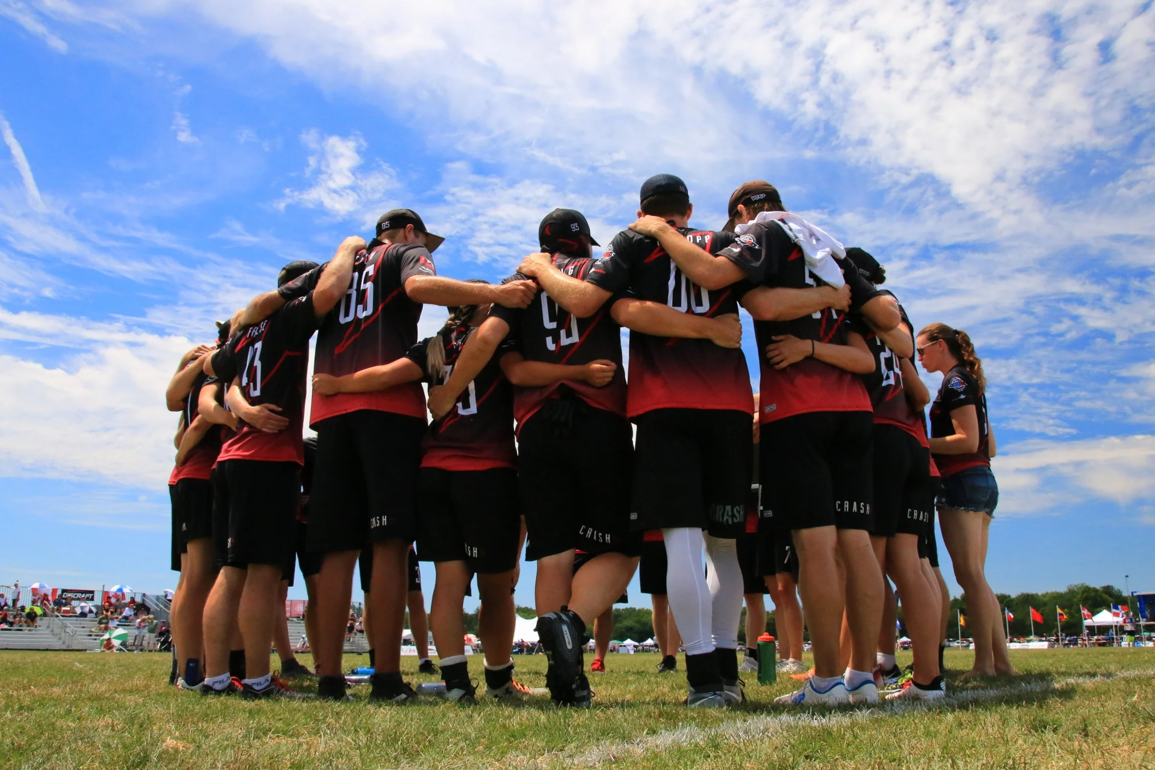 A Crash of Rhinos gets ready to play on the showcase field.
