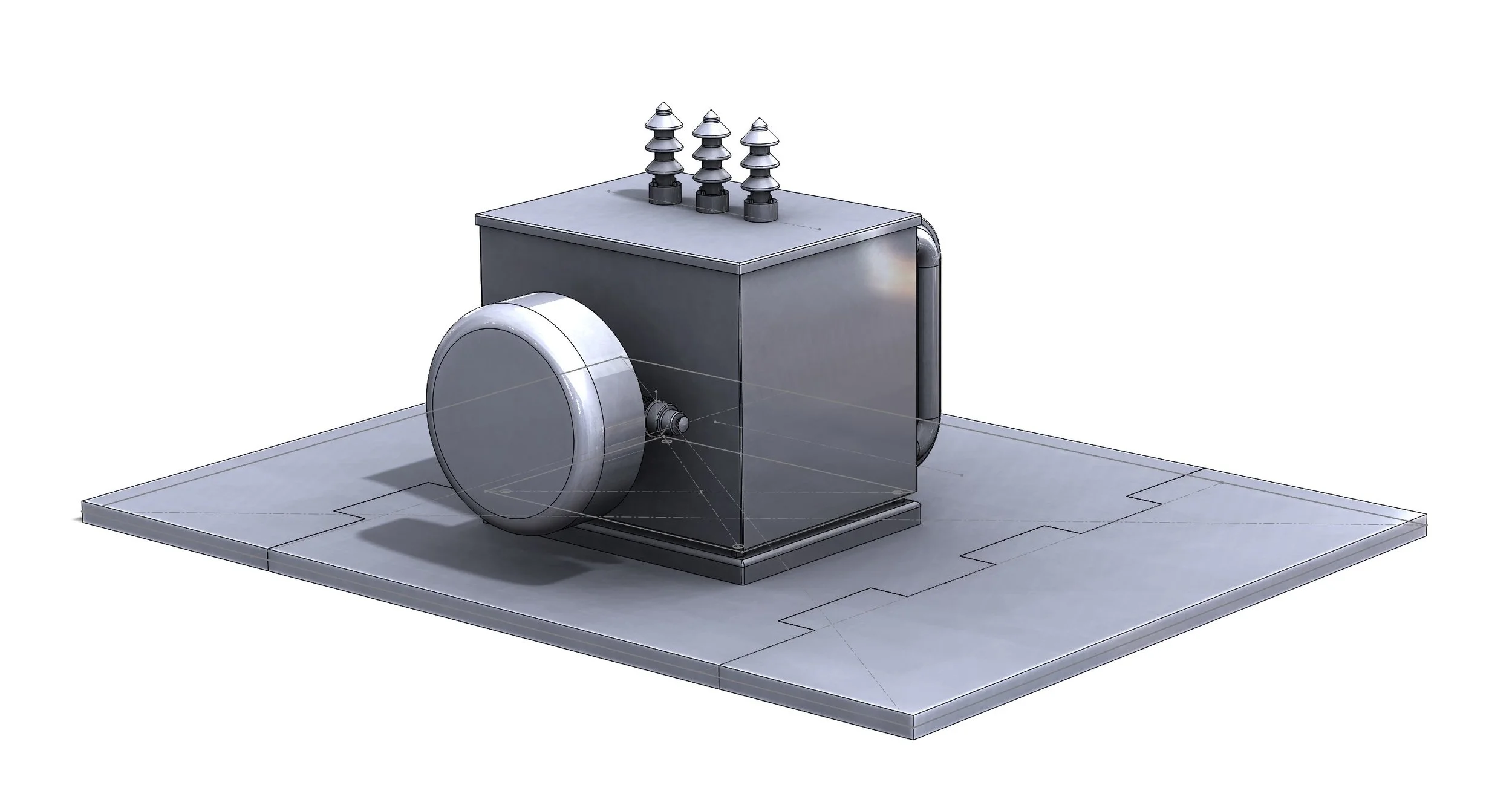 The first bit of CAD modelling based on the actual DGA and the base dimensions of 18”x24”, which needed to break down to fit in a suit case (or something).