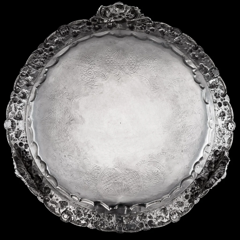 ANTIQUE 19thC GEORGIAN EXCEPTIONAL SOLID SILVER SALVER TRAY, J E TERREY c.1825_02.jpg