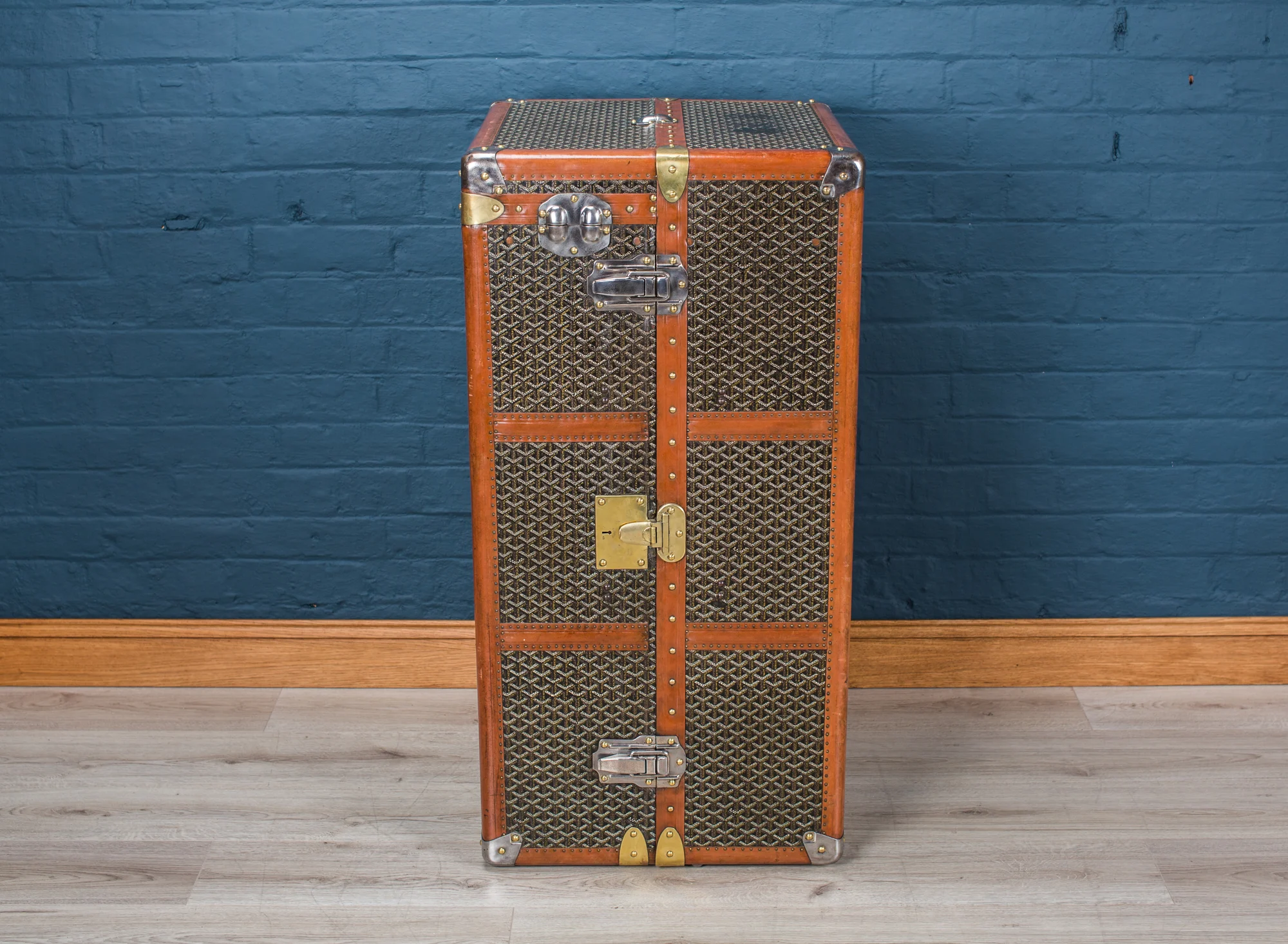 A huge double hanging wardrobe trunk by Goyard, circa 1900
