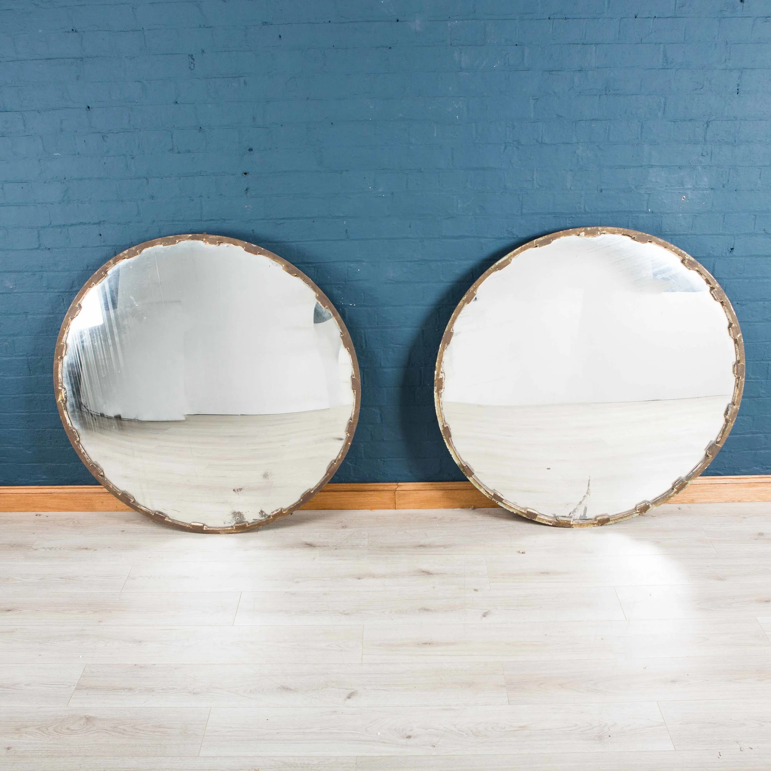A sensational pair of convex railway mirrors, Czechoslovakia, mid 20th century