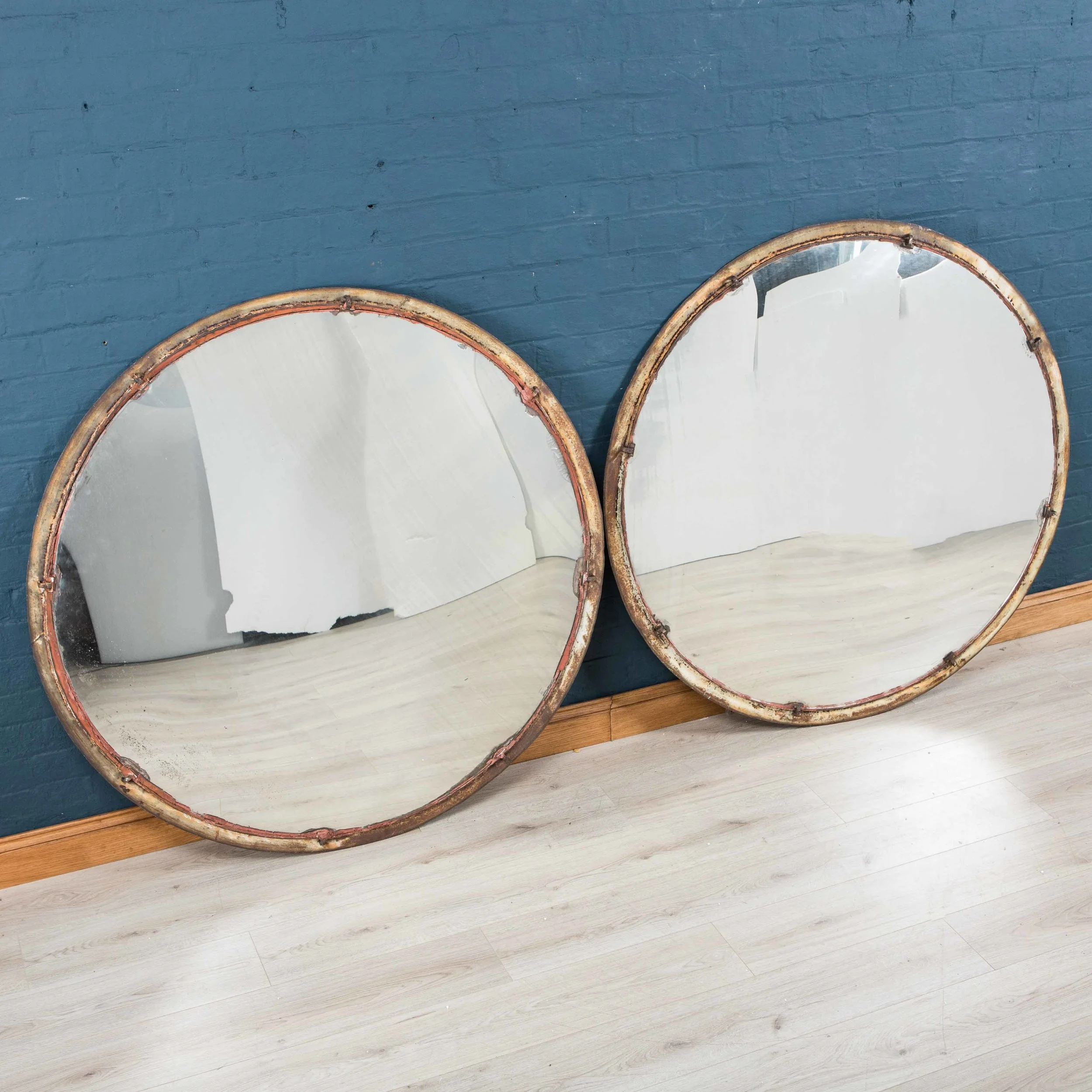 A massive pair of convex railway mirrors, Czechoslovakia, mid 20th century