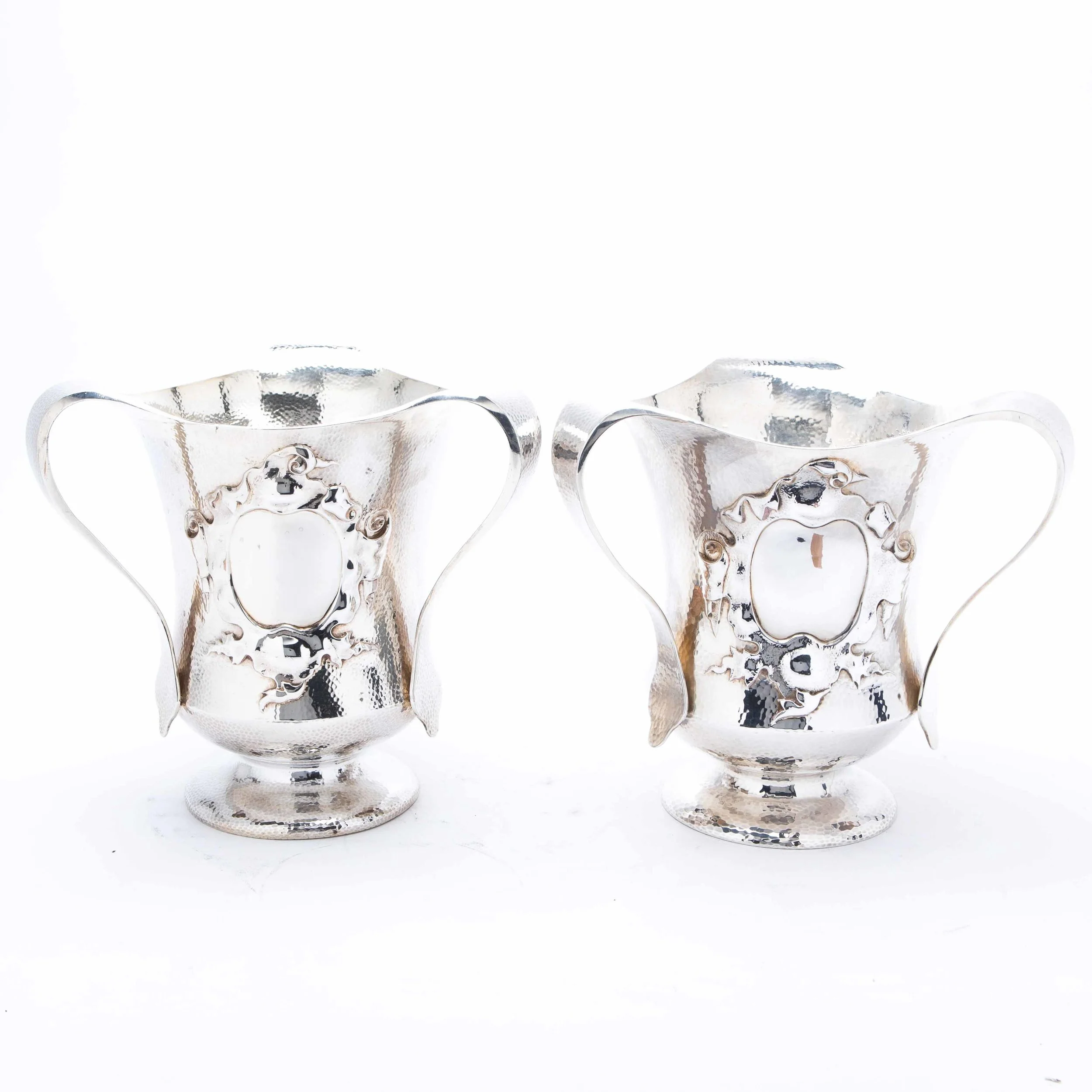 Matched pair of wine coolers in solid silver, marks for London