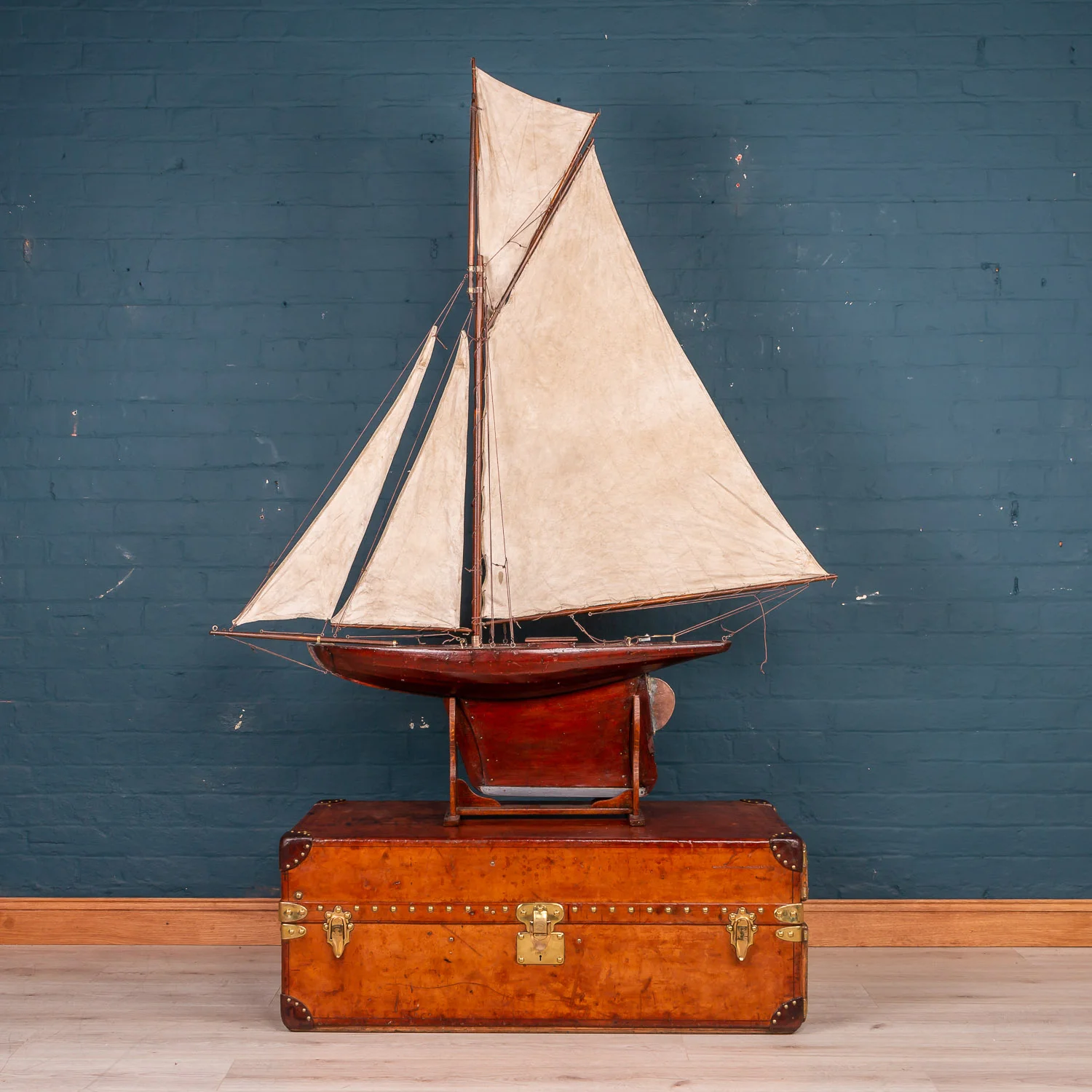 A rigged racing pond yacht, England, circa 1920