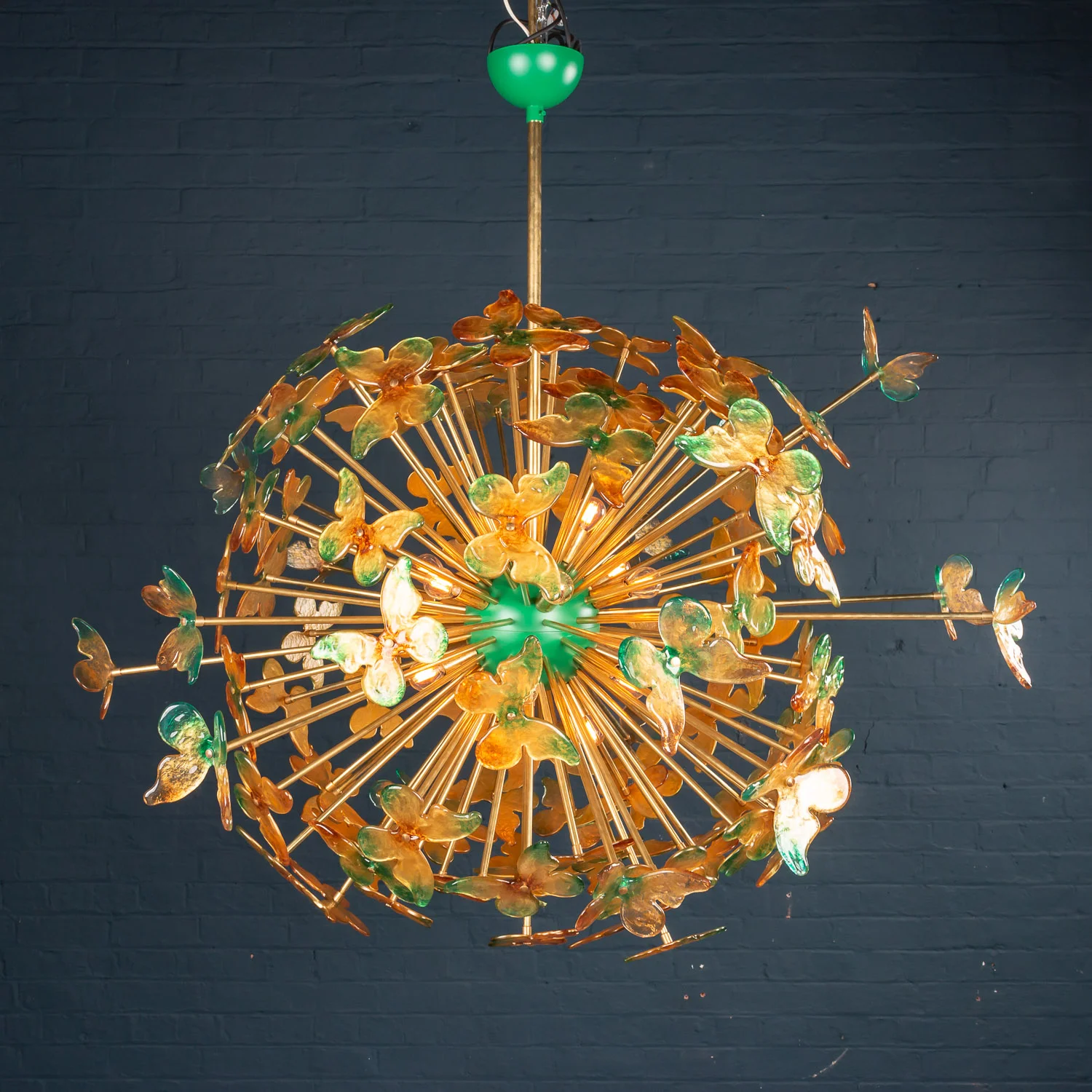 Large handmade Venetian glass butterfly "Sputnik" chandelier, modern