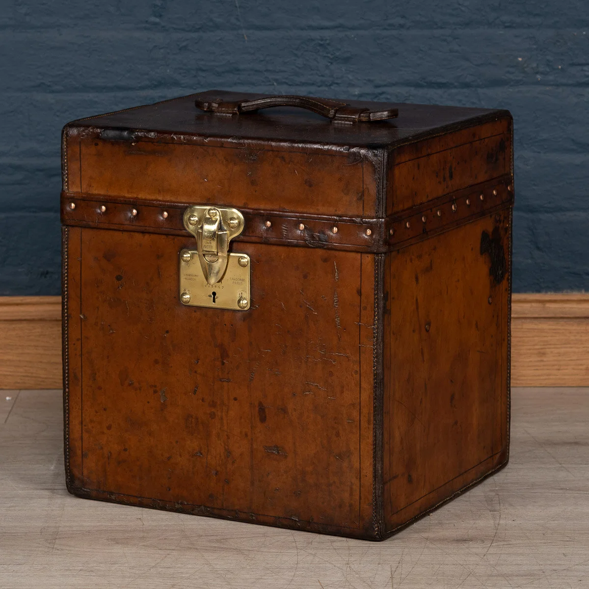 A rare cylinder hat trunk in leather by Louis Vuitton, France, circa 1900