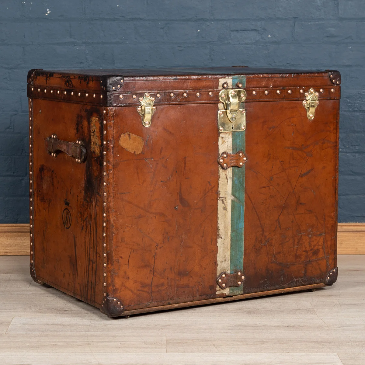 A Louis Vuitton trunk in natural cow hide, France, circa 1900