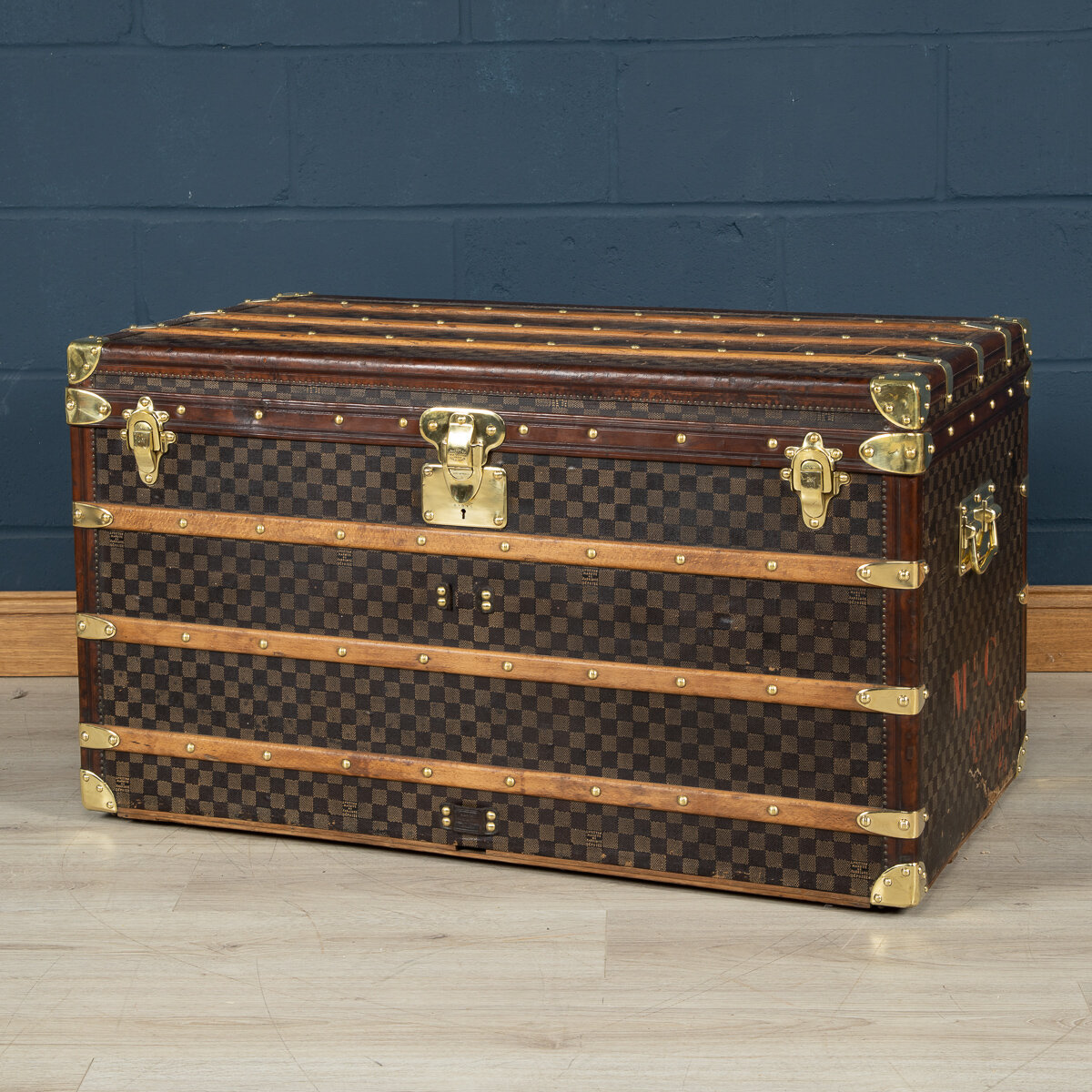 A rare Louis Vuitton trunk covered in damier canvas, France, circa 1900