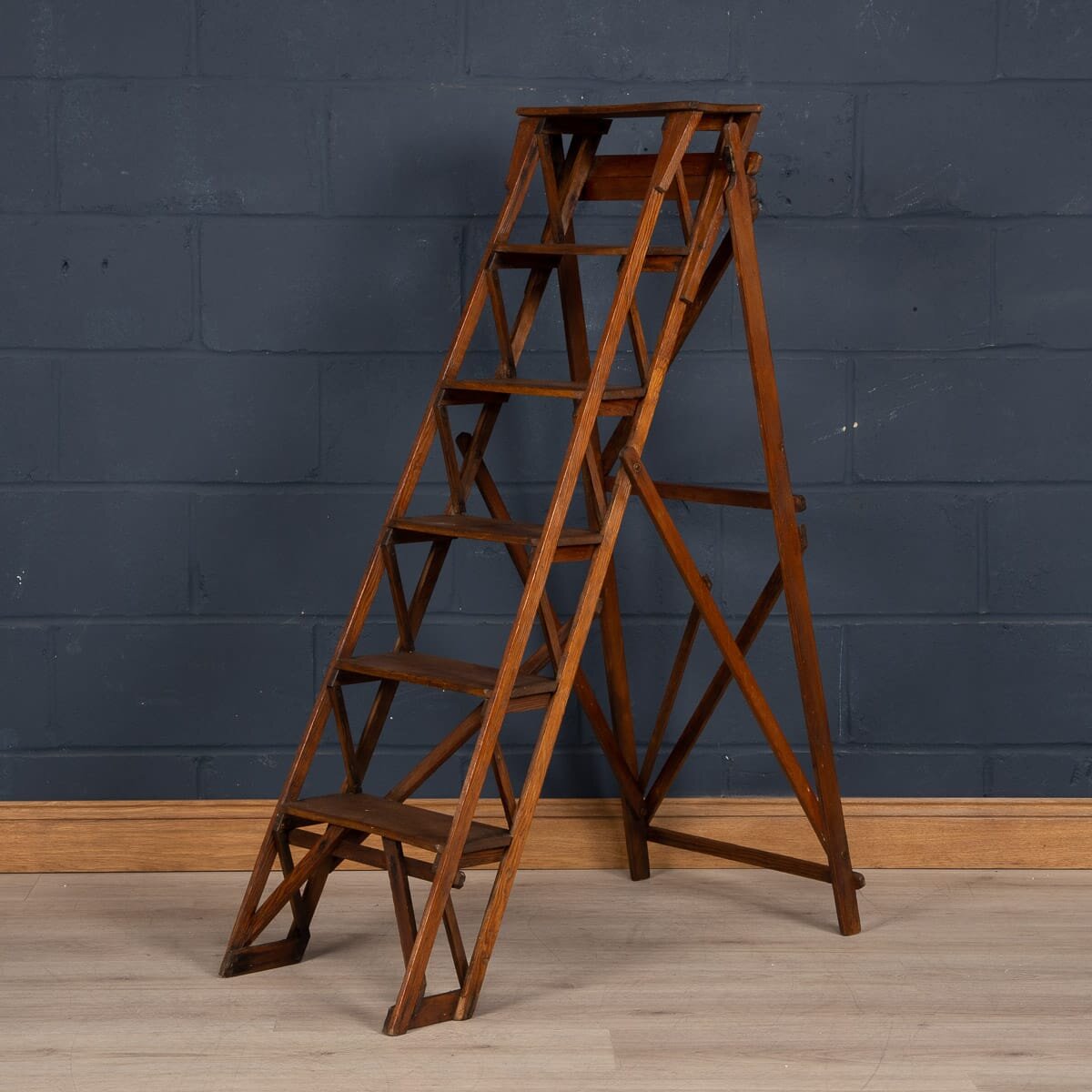 An oak step latter, England, early 20th century