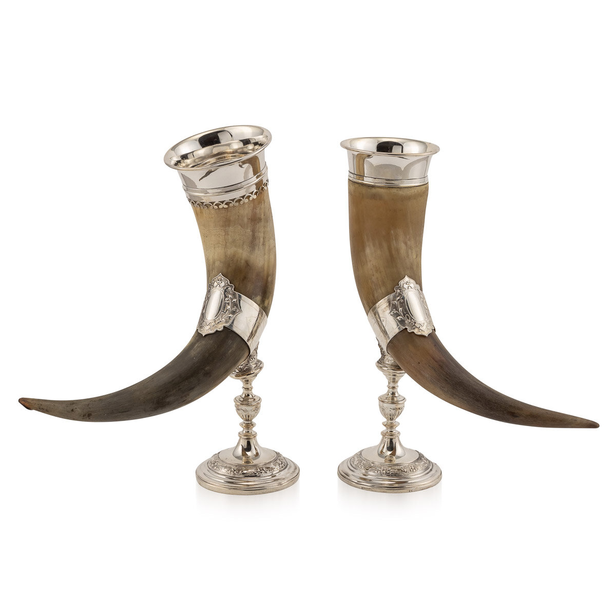 A pair of cornucopia horns, Scandinavia, circa 1900