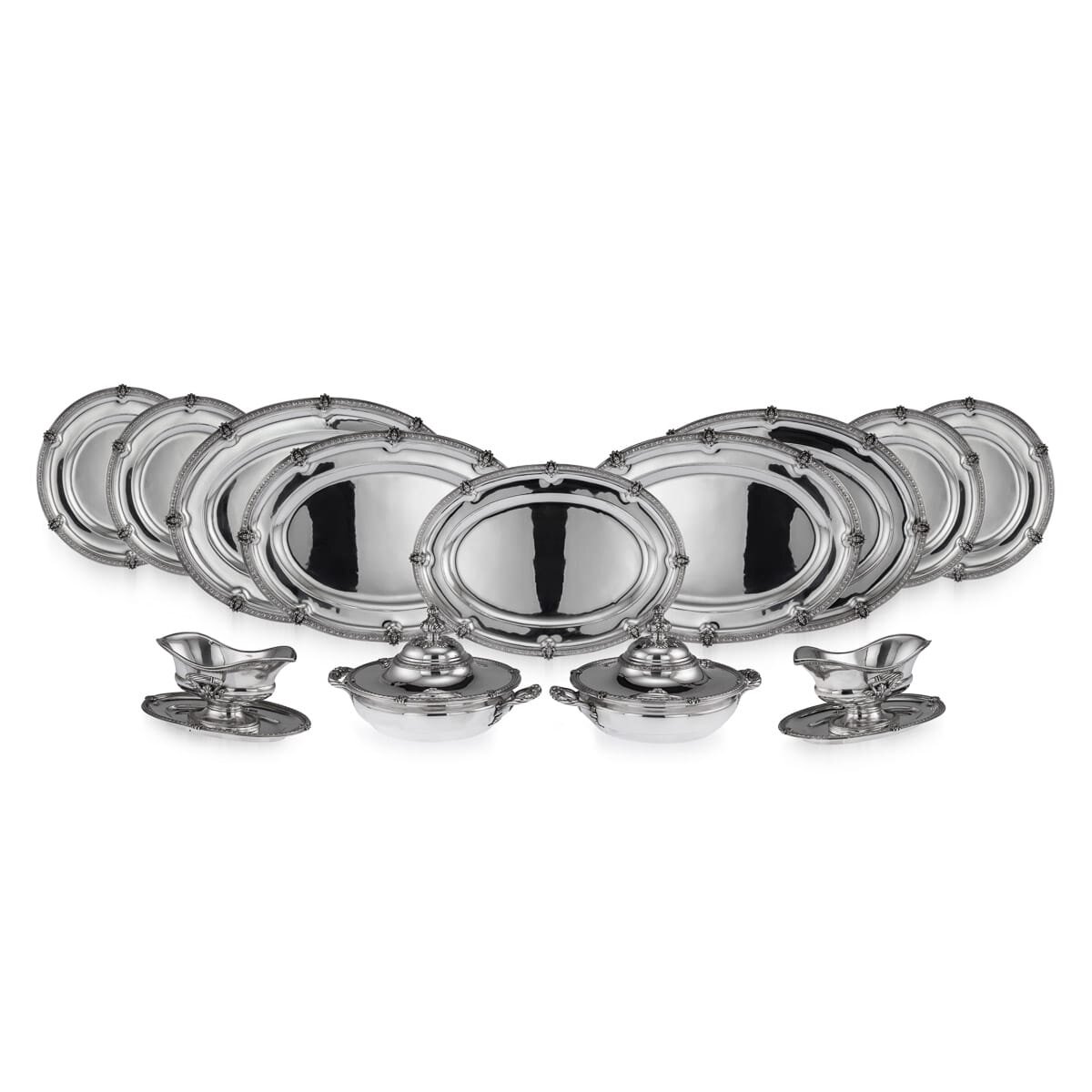 A large solid silver dinner service by Odiot, France, circa 1890