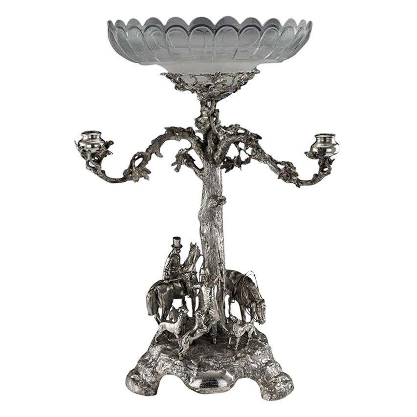A Victorian solid silver candelabrum centerpiece by Robert Hennell, London, 1873