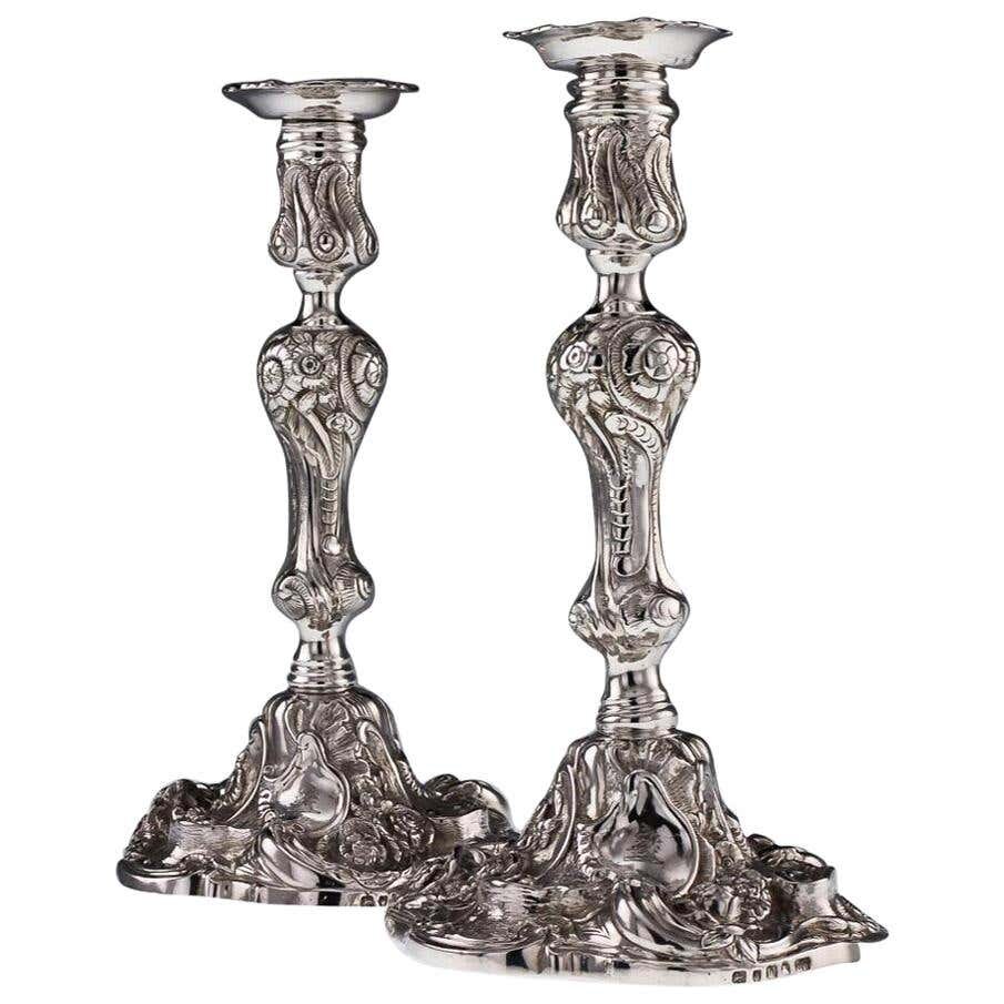 A Georgian pair of solid silver candlesticks, by Edward Farrell, London 1815