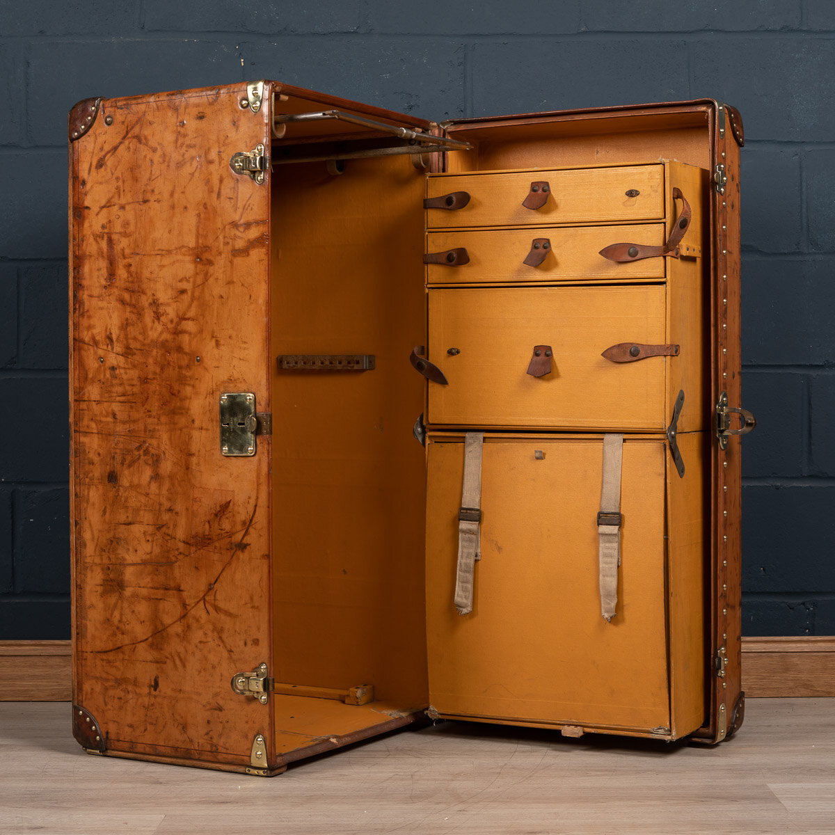 A Louis Vuitton leather wardrobe trunk, France, circa 1900