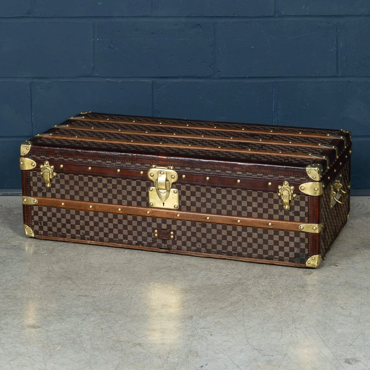 A damier canvas cabin trunk by Louis Vuitton, France, circa 1900