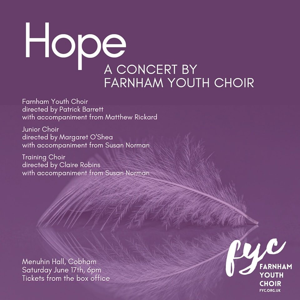 Have you bought your tickets for our summer concert yet? 'Hope' is on Saturday 17th June at 6pm. Tickets from link in bio