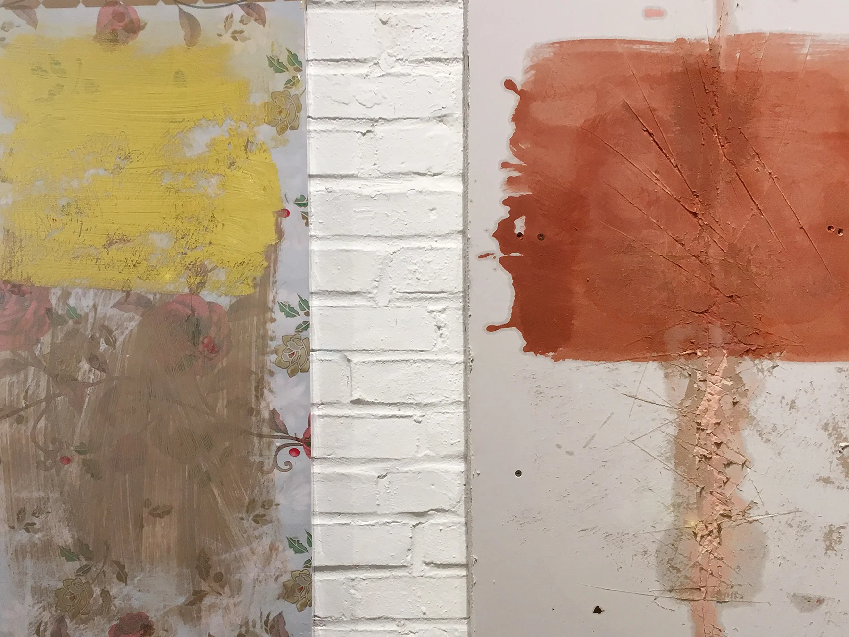 "Cara de Yo No Fui" oil on printed plastic, oil on sheetrock 36 x 24 in. each 2018