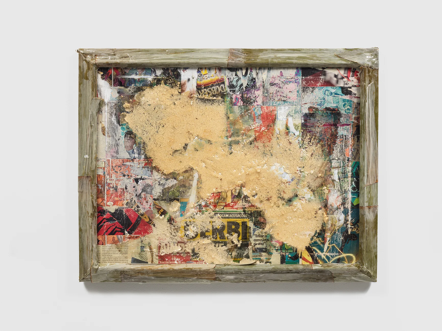 “Derbi” Yucca and epoxy resin on found commercial print 24 x 18 in. 2017