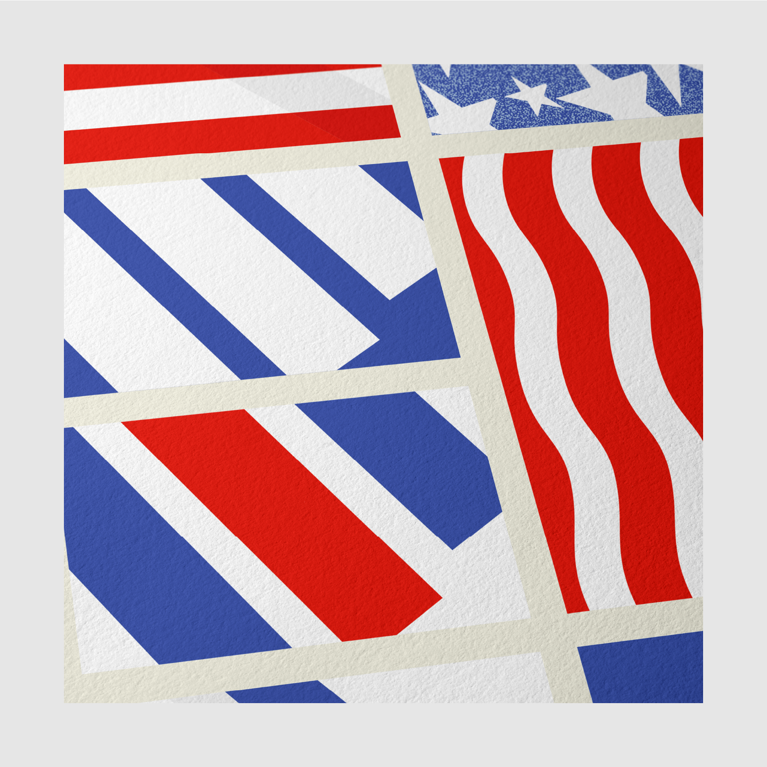 Close-up of USA Fabric of Football print showing fine art paper texture and bold stars and stripes