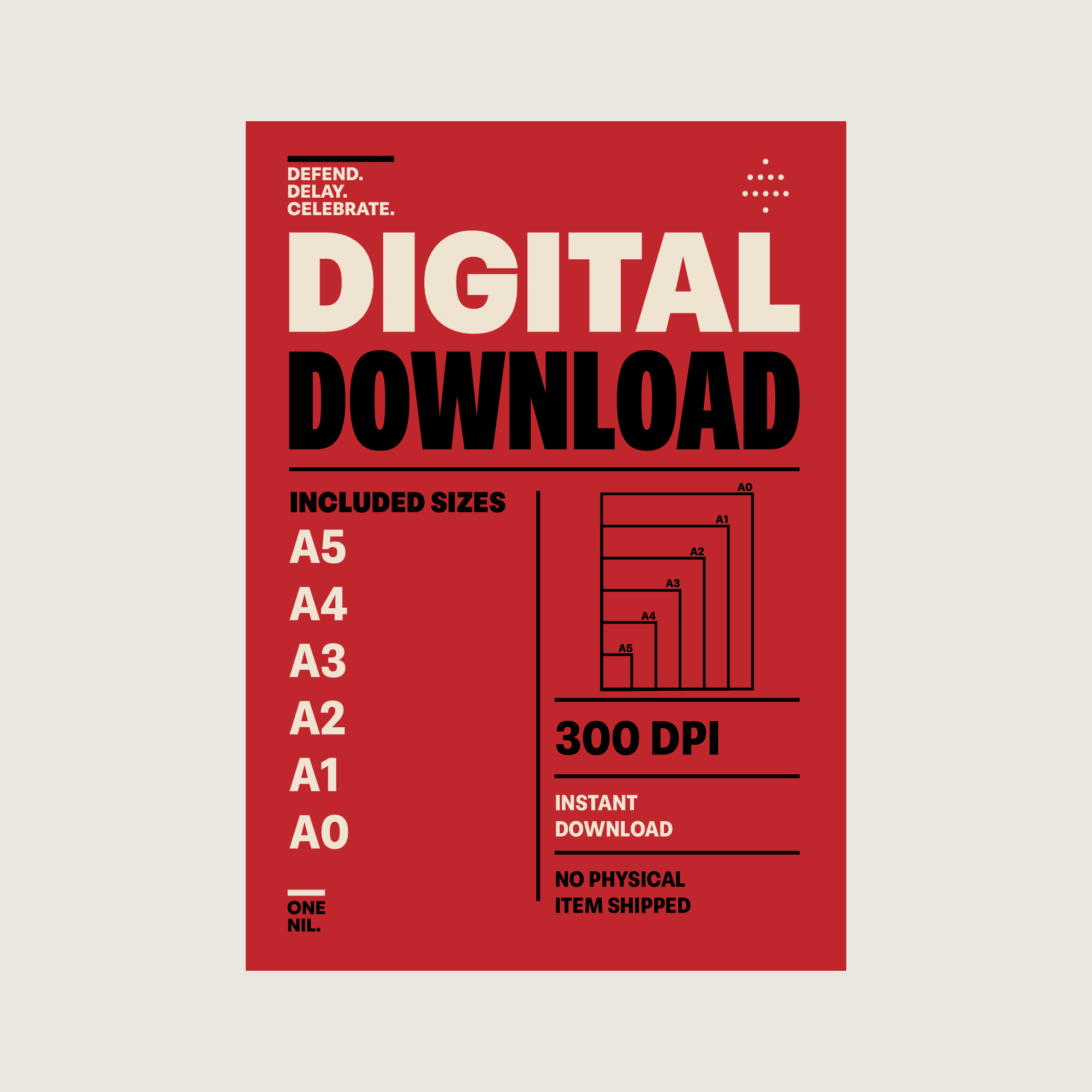 5-4-1 football formation poster digital download information sheet showing included A5, A4, A3, A2, A1 and A0 print sizes, 300 DPI artwork and instant download details.
