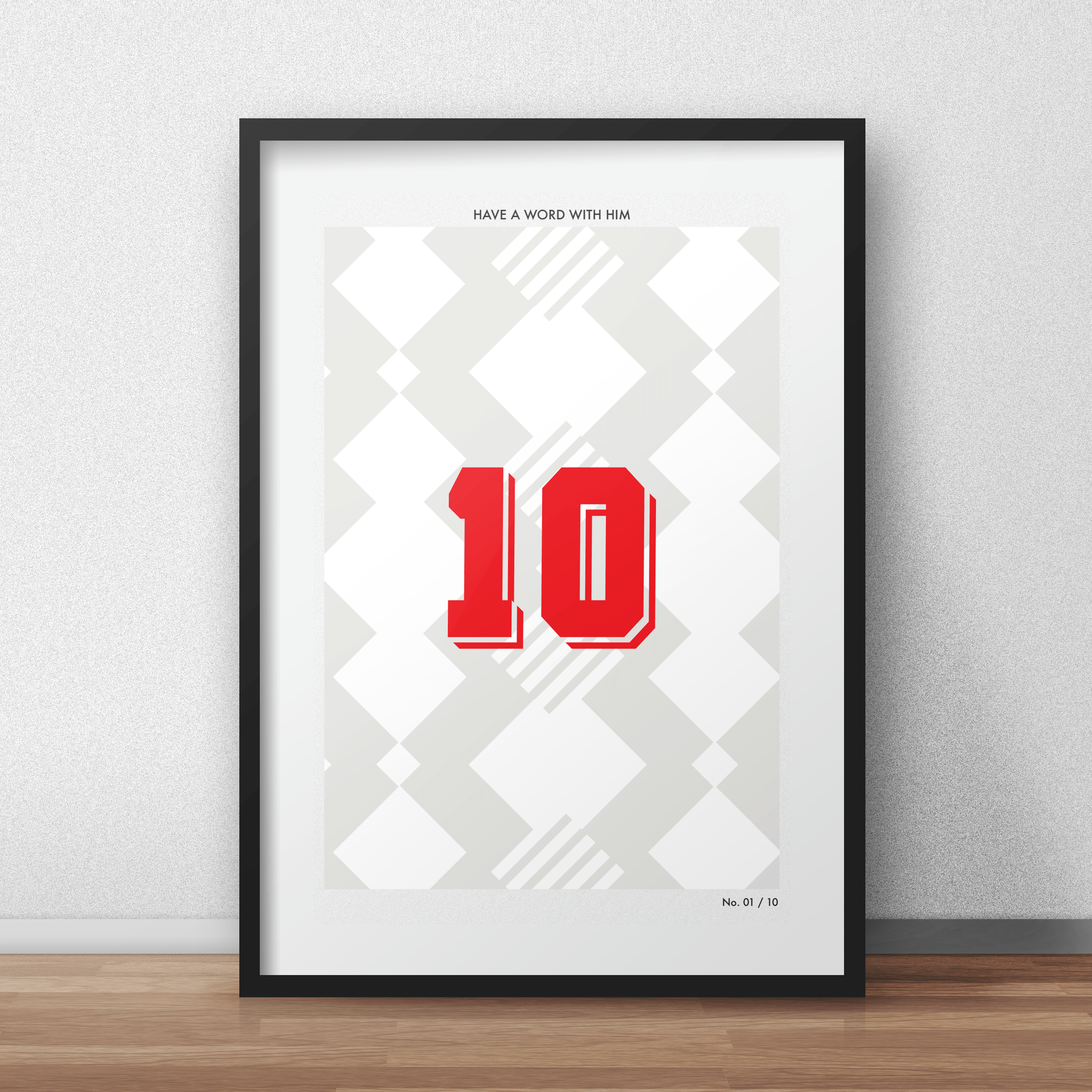 England 1990 football shirt poster art illustration in frame