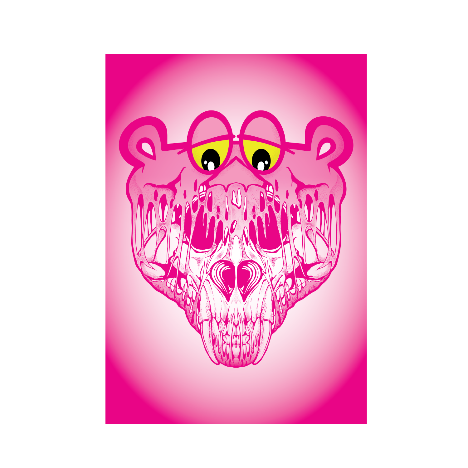 Pink Panther Pop Surrealism art print Streetwear Graphic Design, Skateboard Decks Illustration