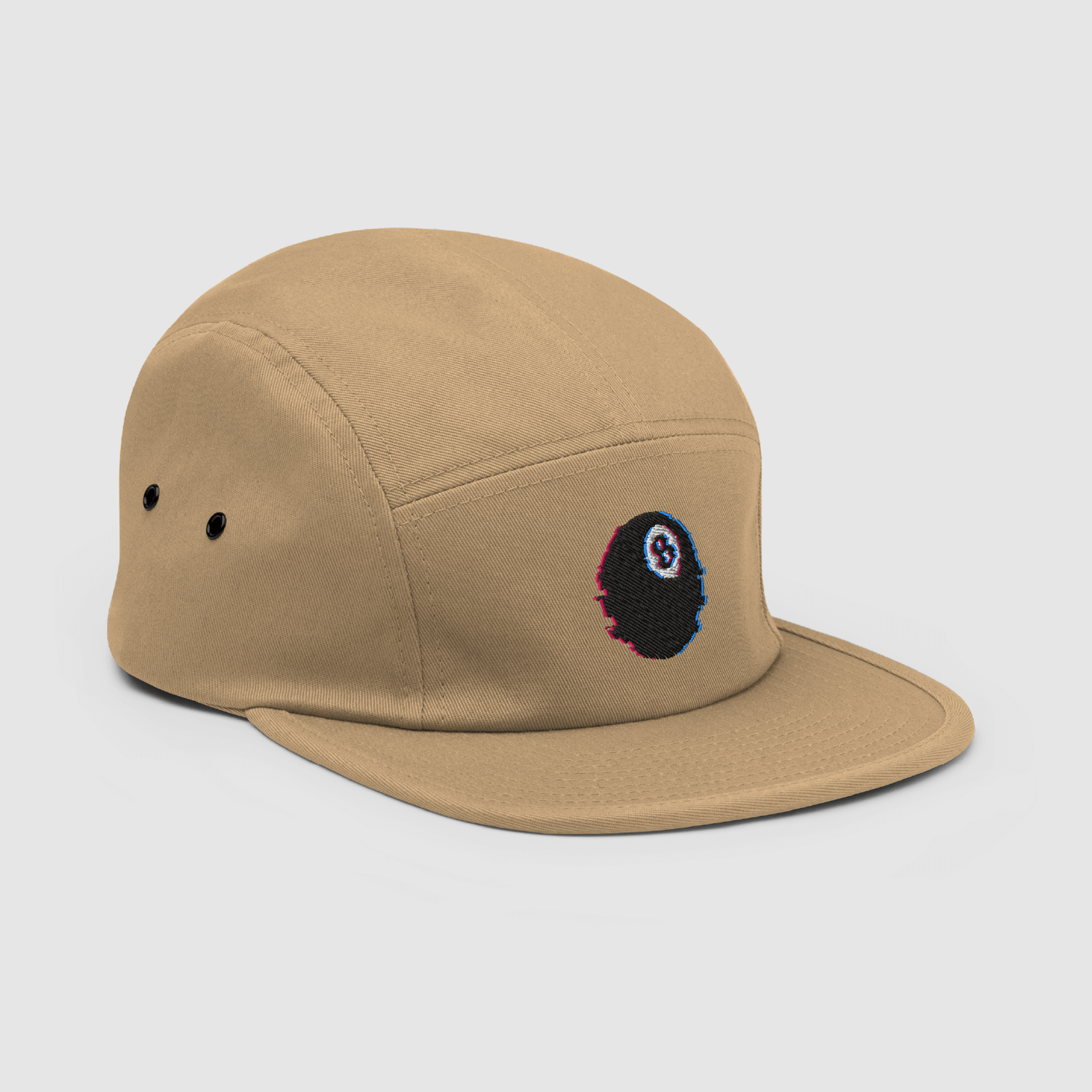 8BALL GLITCH KHAKI 5 Panel Cap Image_Five Panel Cap 6.png