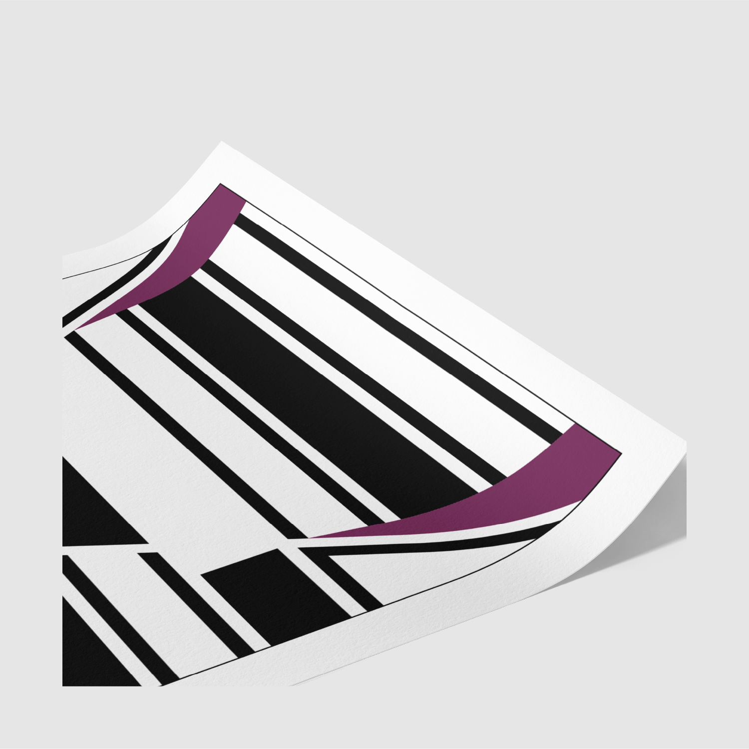 Corner detail of The Boulevard Fabric of League rugby print – minimalist geometric design