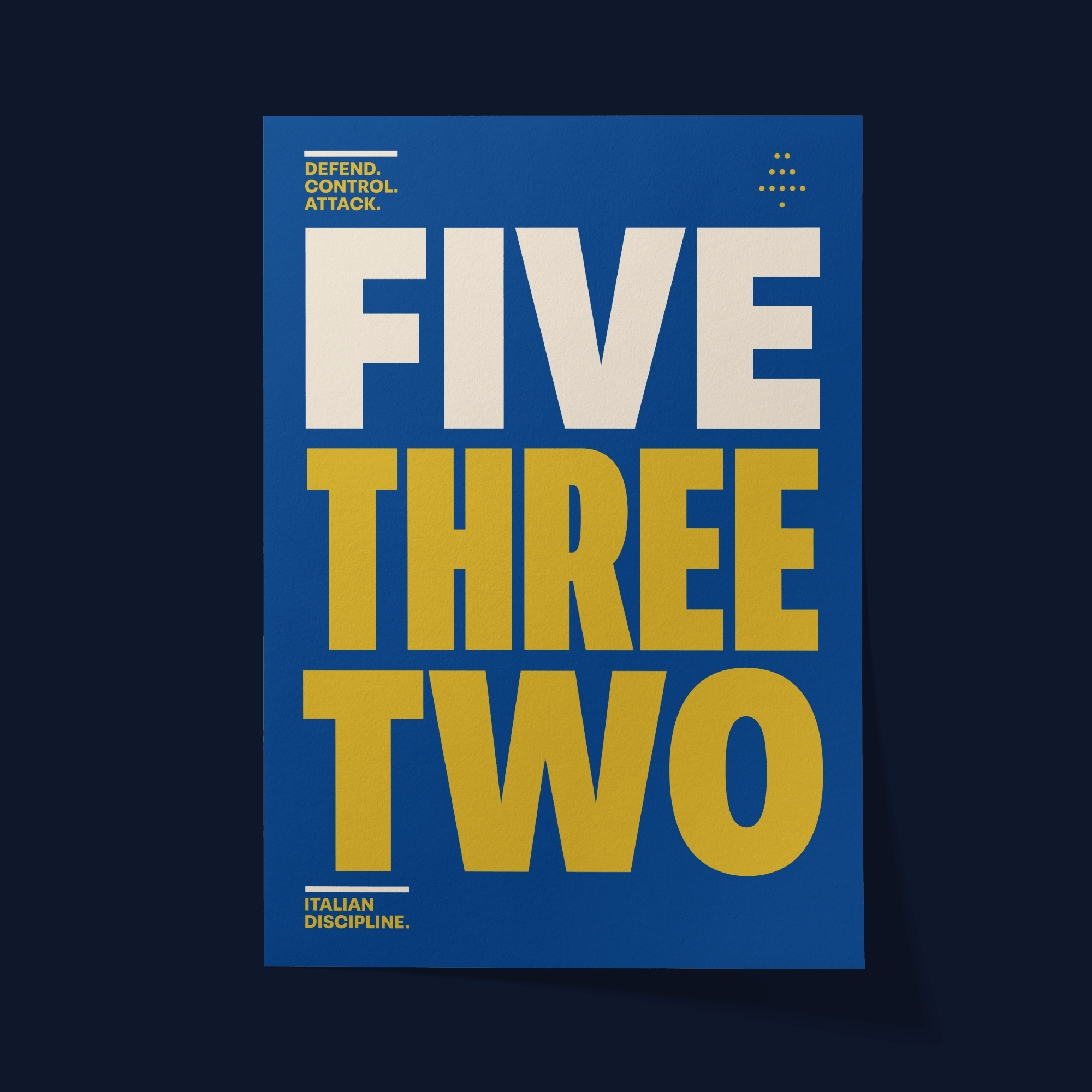 Close-up paper mockup of the 5-3-2 Football Formation Poster by Mr. Nope featuring bold football typography artwork