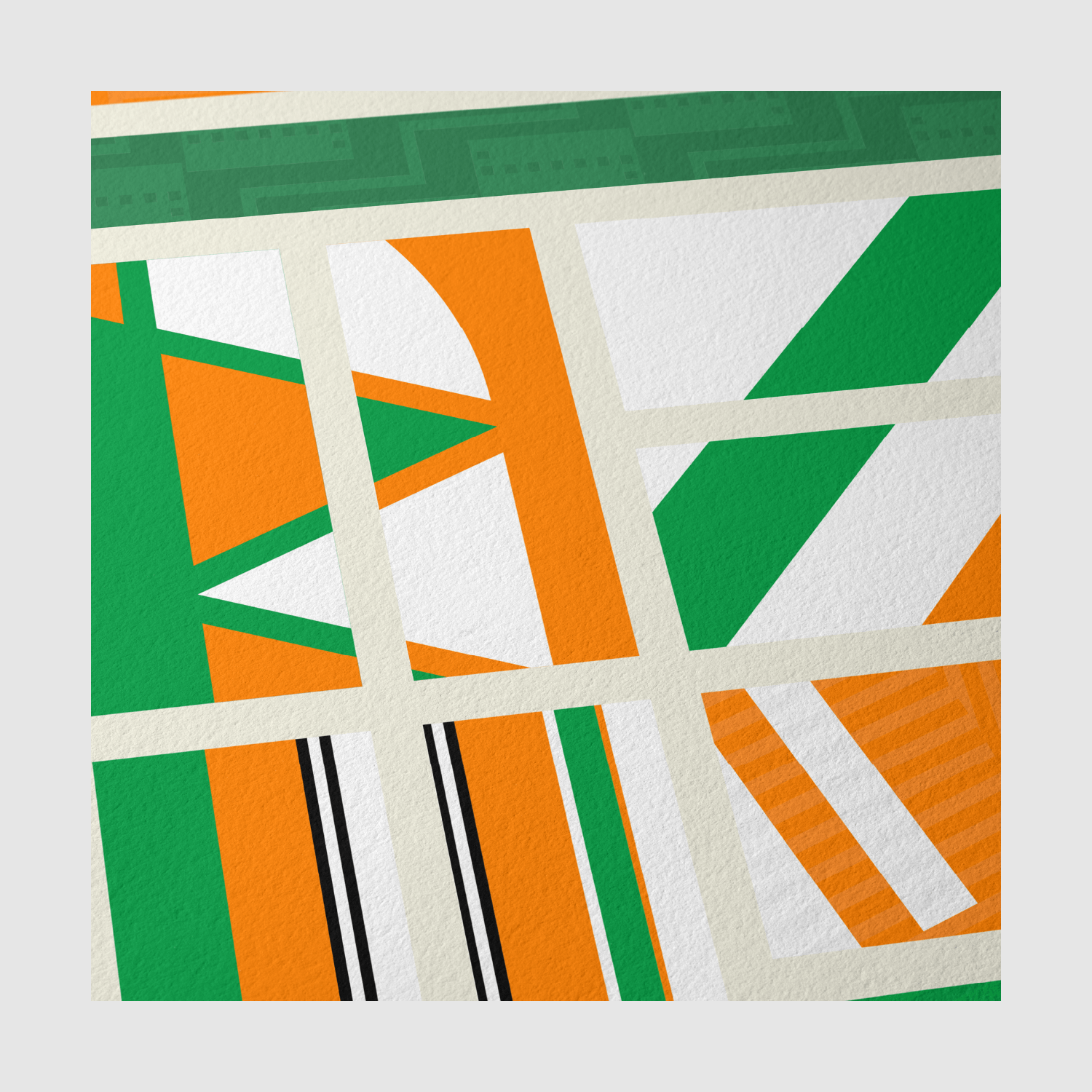 Close-up of Côte d’Ivoire Fabric of Football art print showing fine art paper texture and vibrant colours