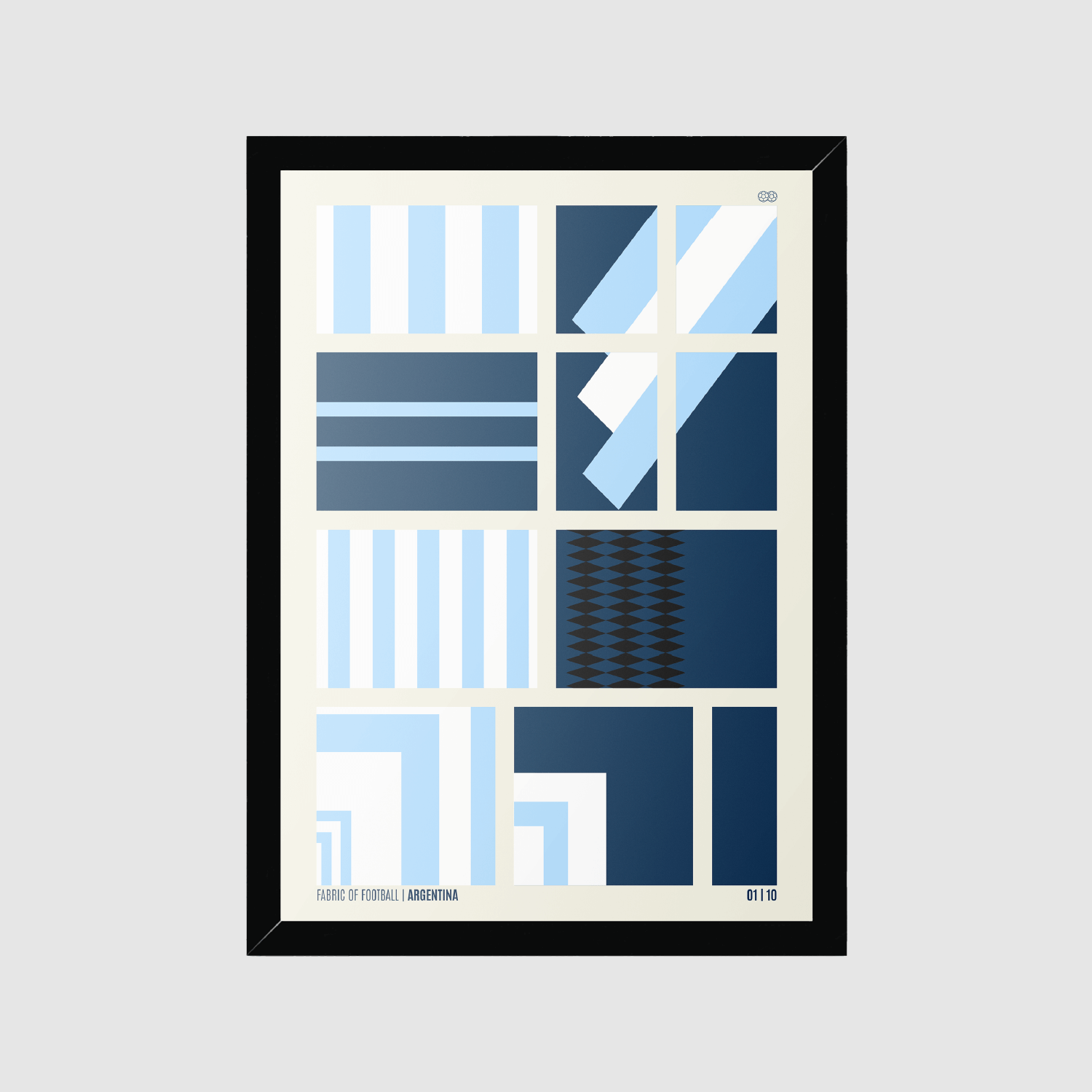 Framed limited edition Argentina football shirt design poster – abstract kit art print