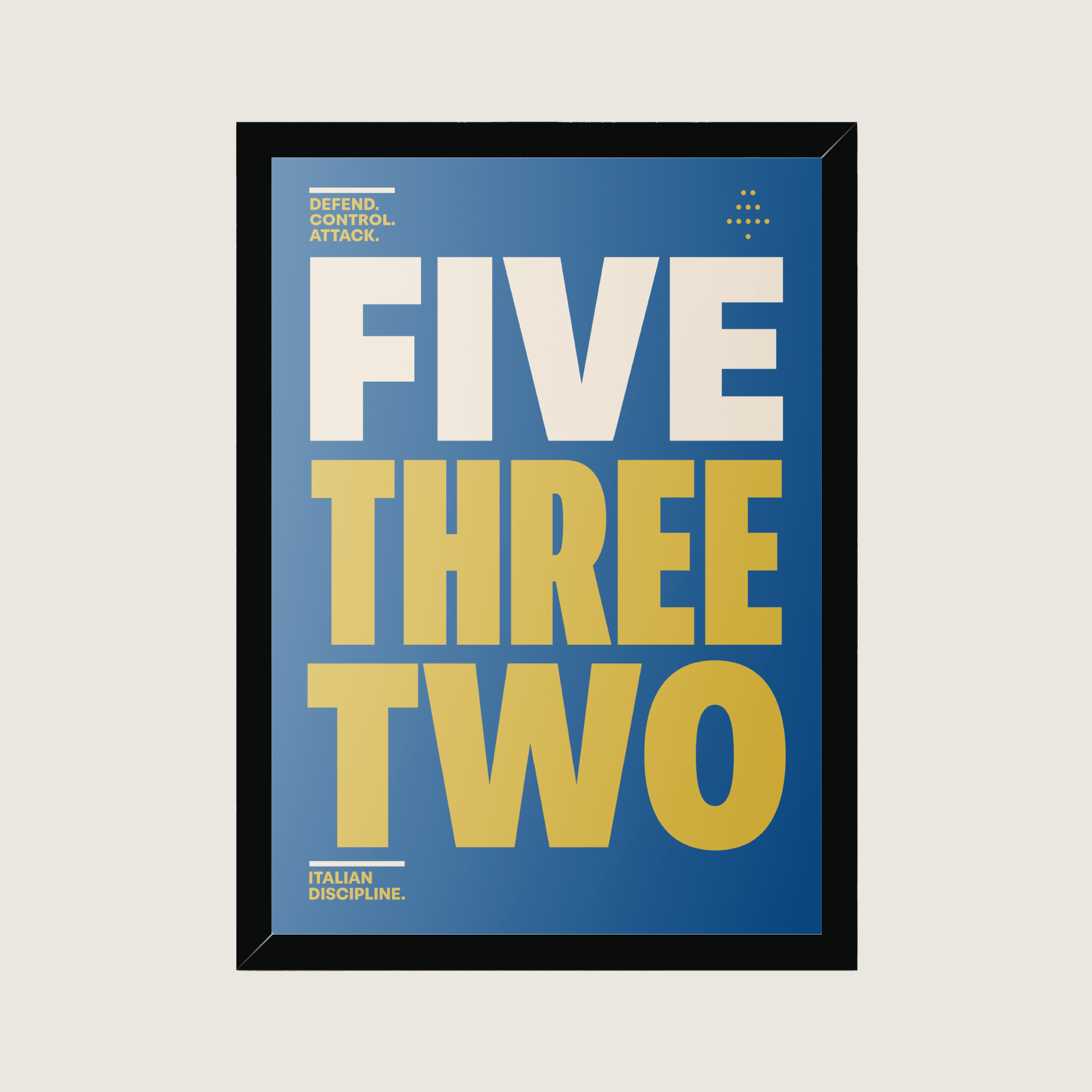 Framed 5-3-2 Football Formation Poster by Mr. Nope displayed as modern football wall art