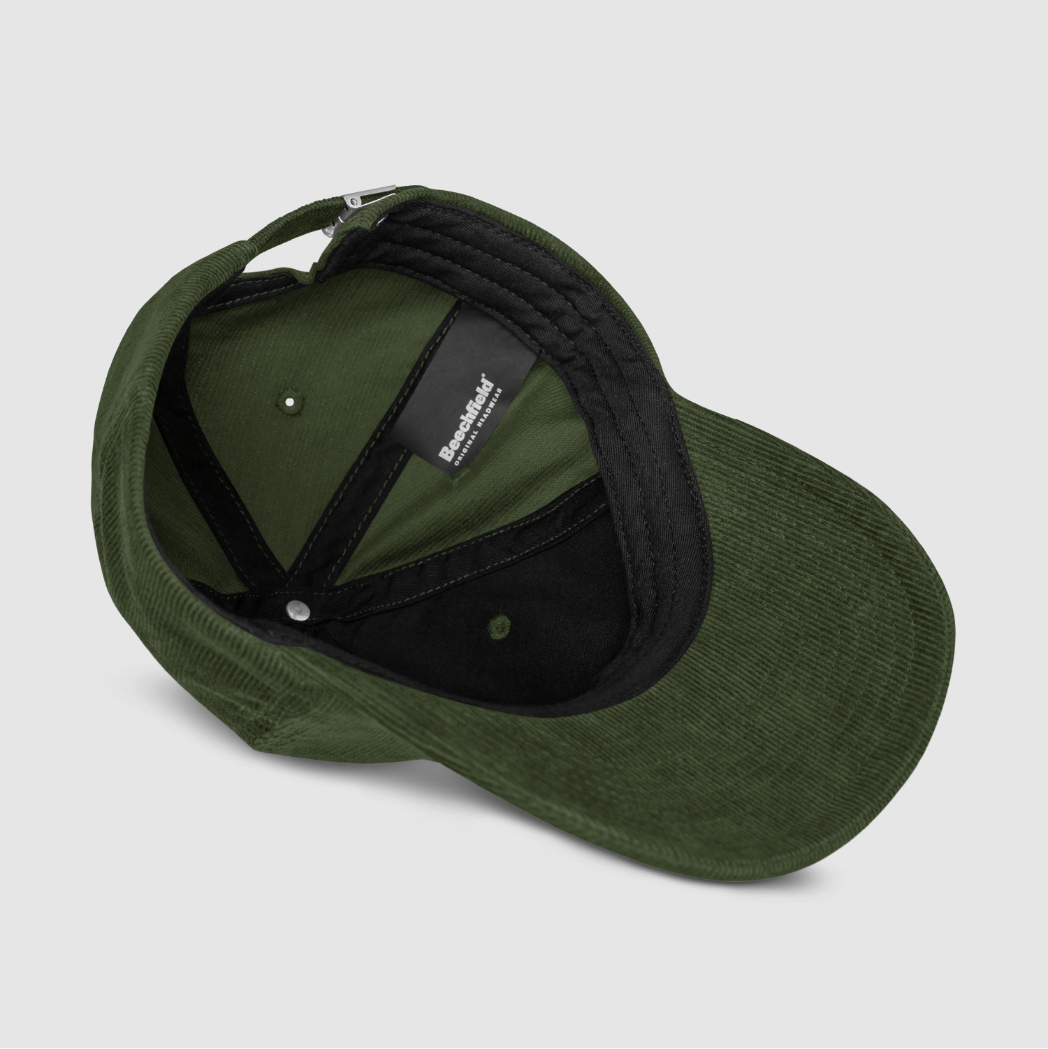 Inside view of the cap displaying label, taping, and sweatband
