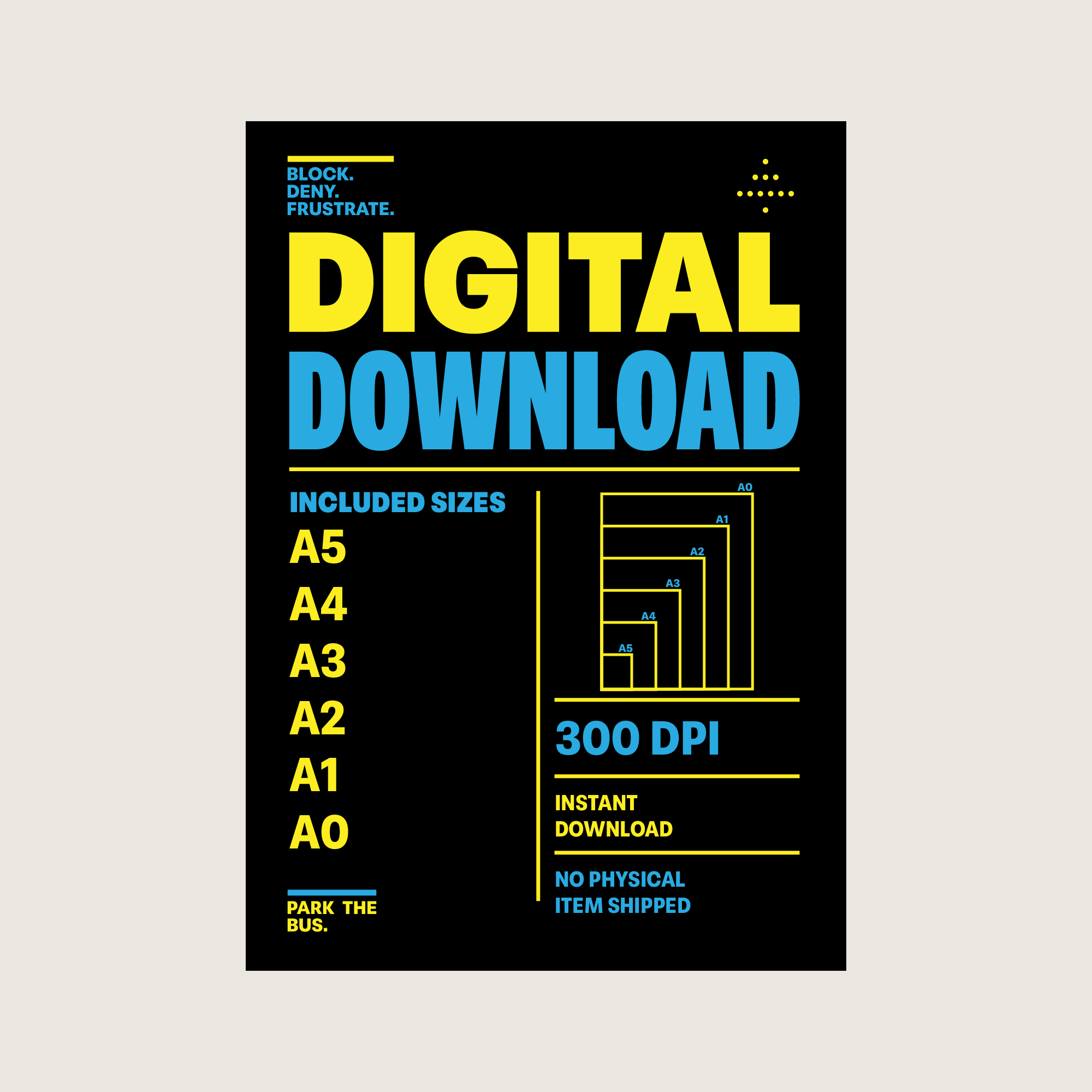 6-3-1 football formation poster digital download information sheet showing included A5 to A0 print sizes, 300 DPI artwork and instant download details.