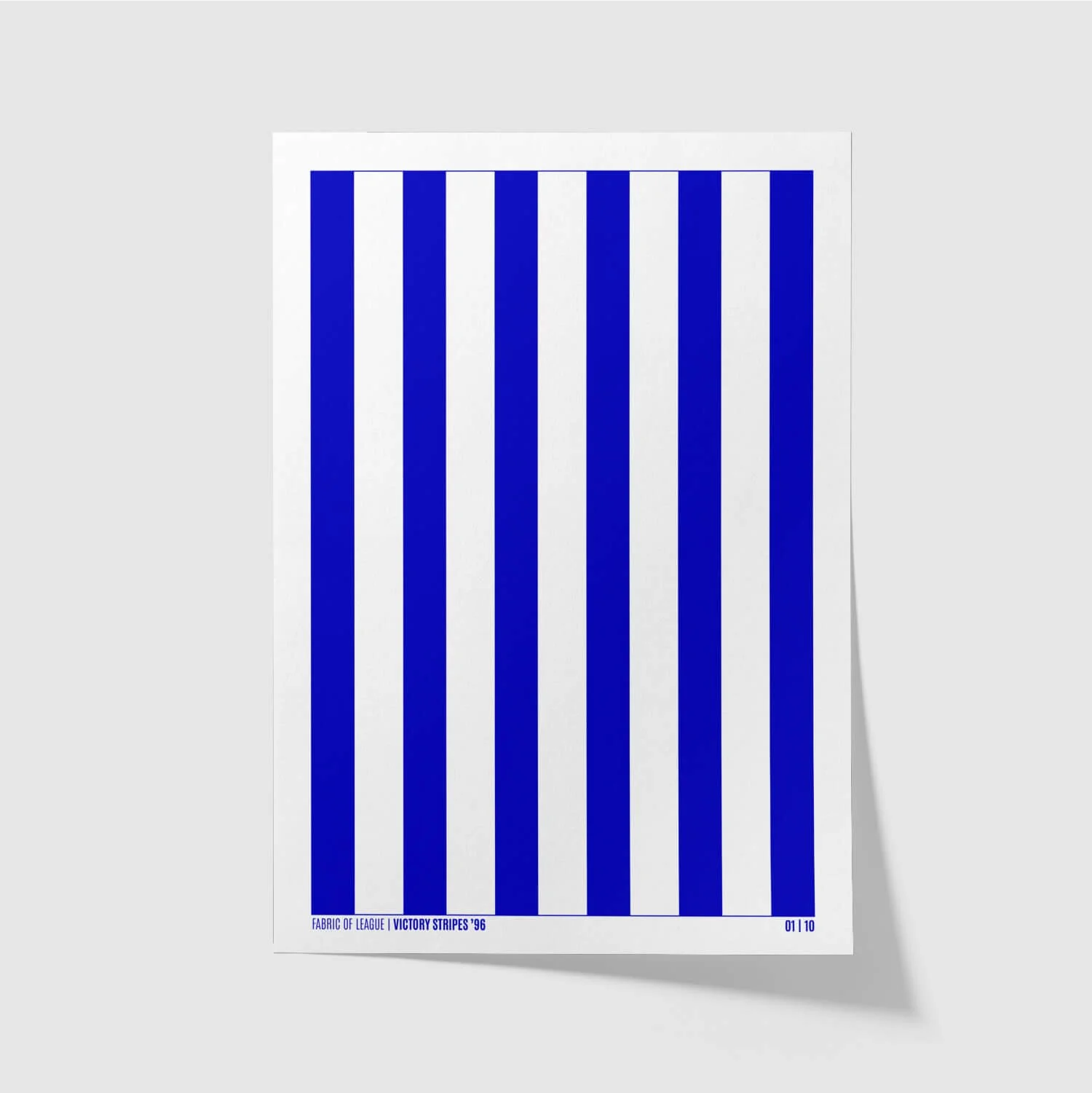 Victory Stripes ’96 rugby league art print – St Helens inspired blue and white stripes design, unframed
