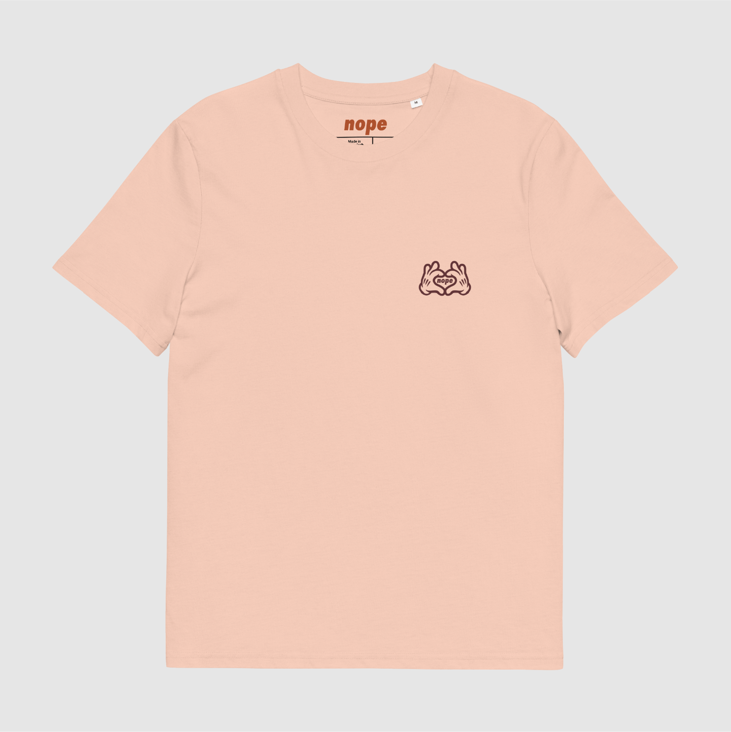 Peach Nope Love Hands T-Shirt – Front View