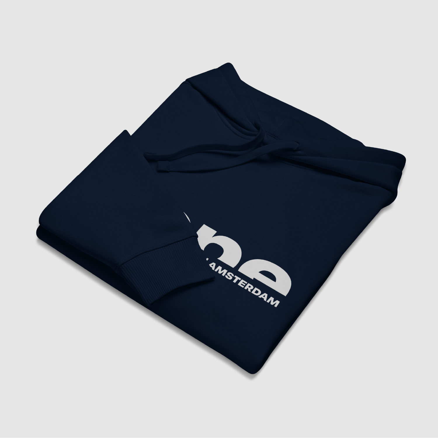 Folded navy hoodie featuring printed nope logo – navy edition from Mr. Nope’s No Ordinary System collection