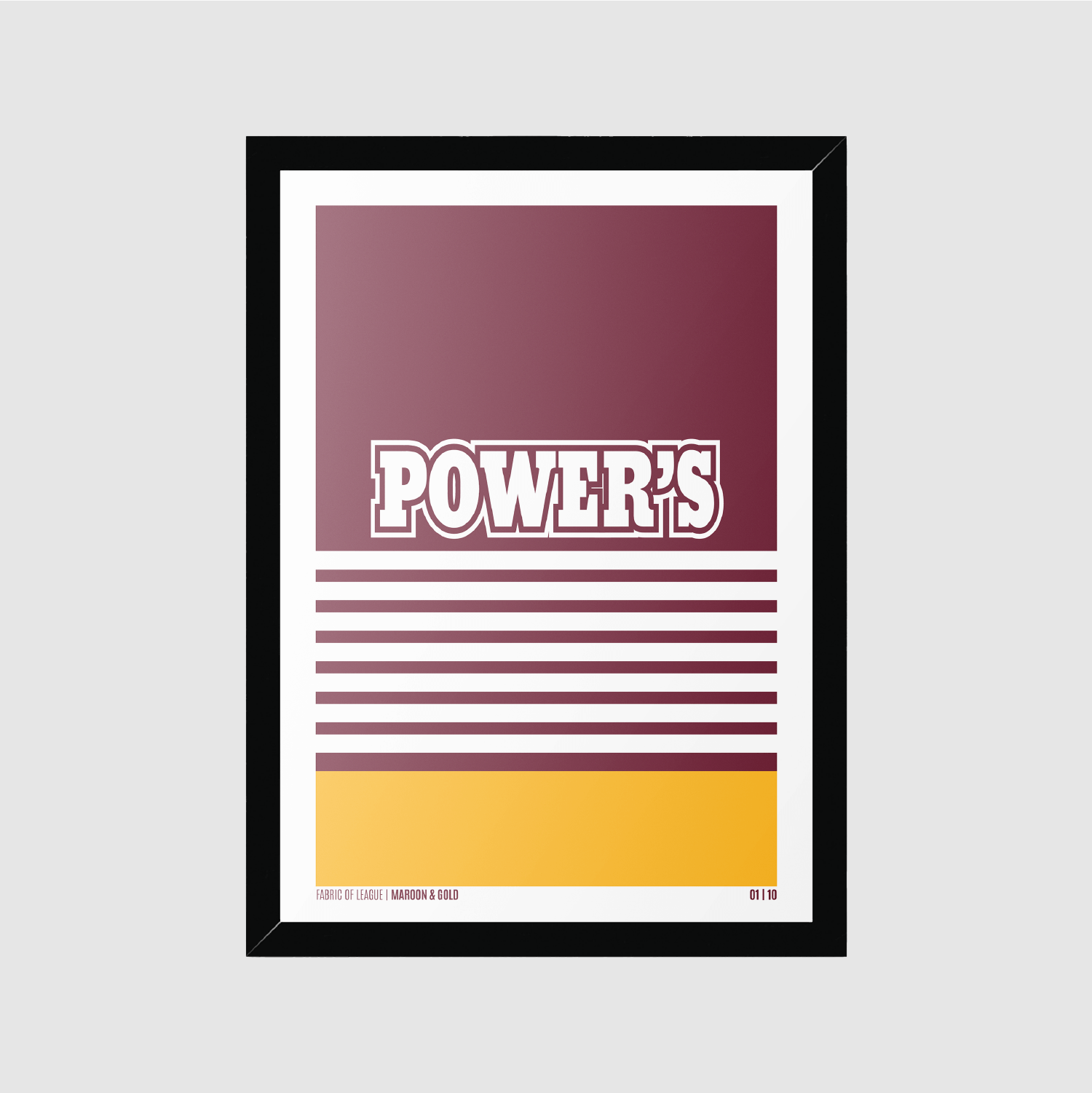Framed rugby league wall art – Maroon & Gold Brisbane-inspired sports print