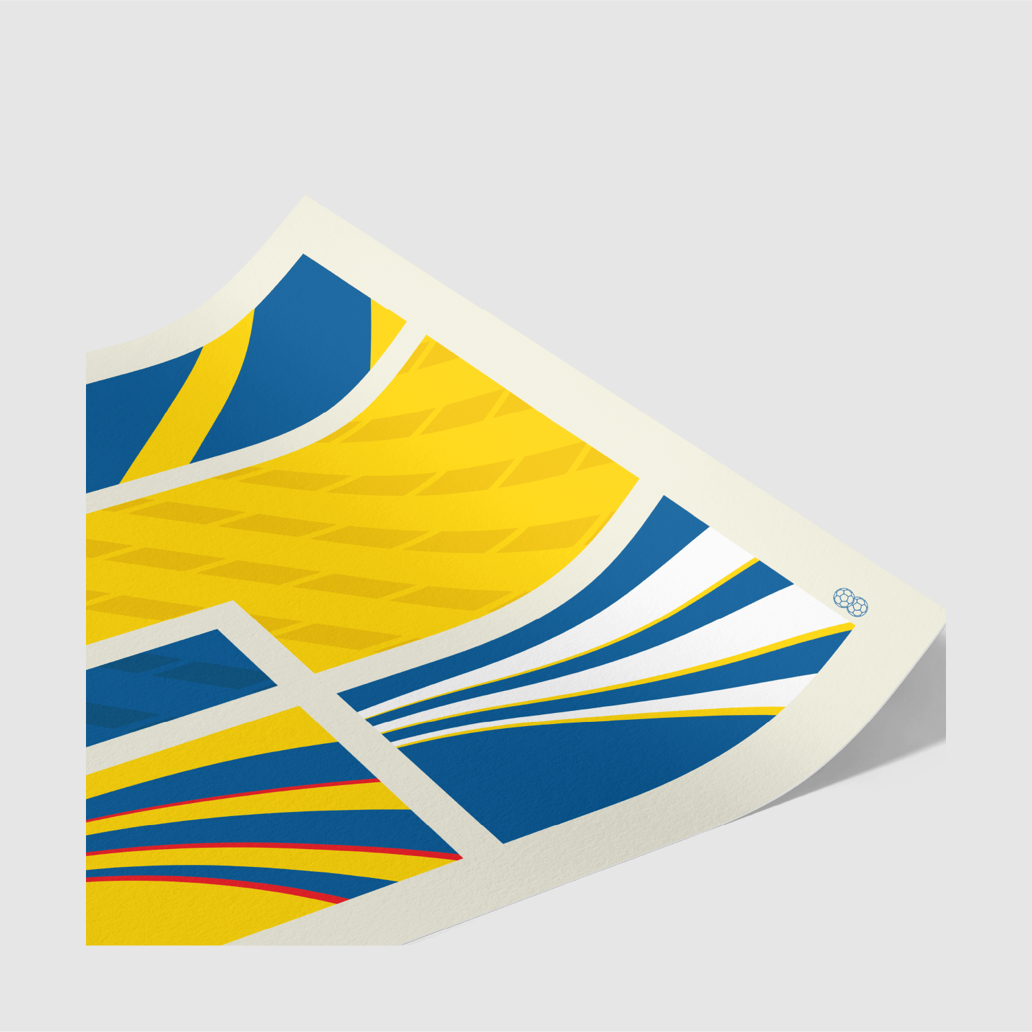 Corner crop of yellow and blue jersey design elements – abstract print for football fans