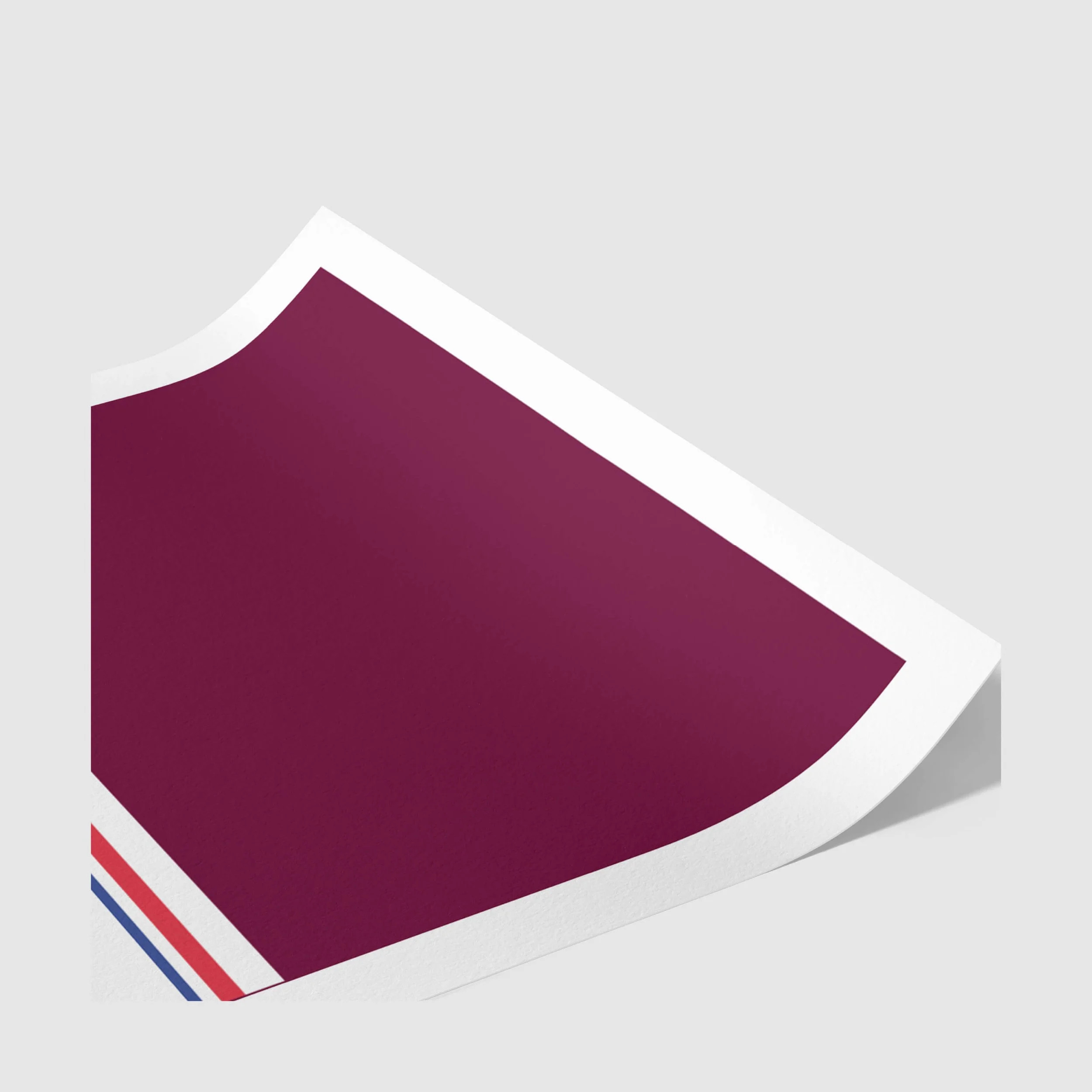 Corner view of Fabric of League Maroon & White art print, premium archival quality paper