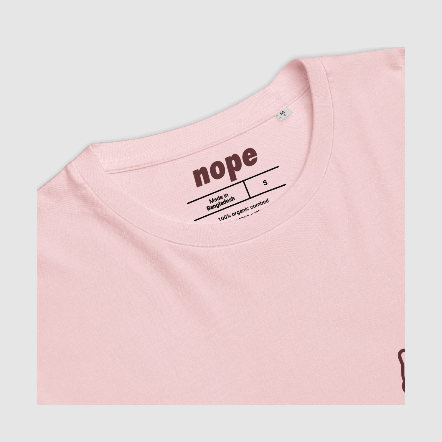 Pink tee neckline detail – internal label and collar finish