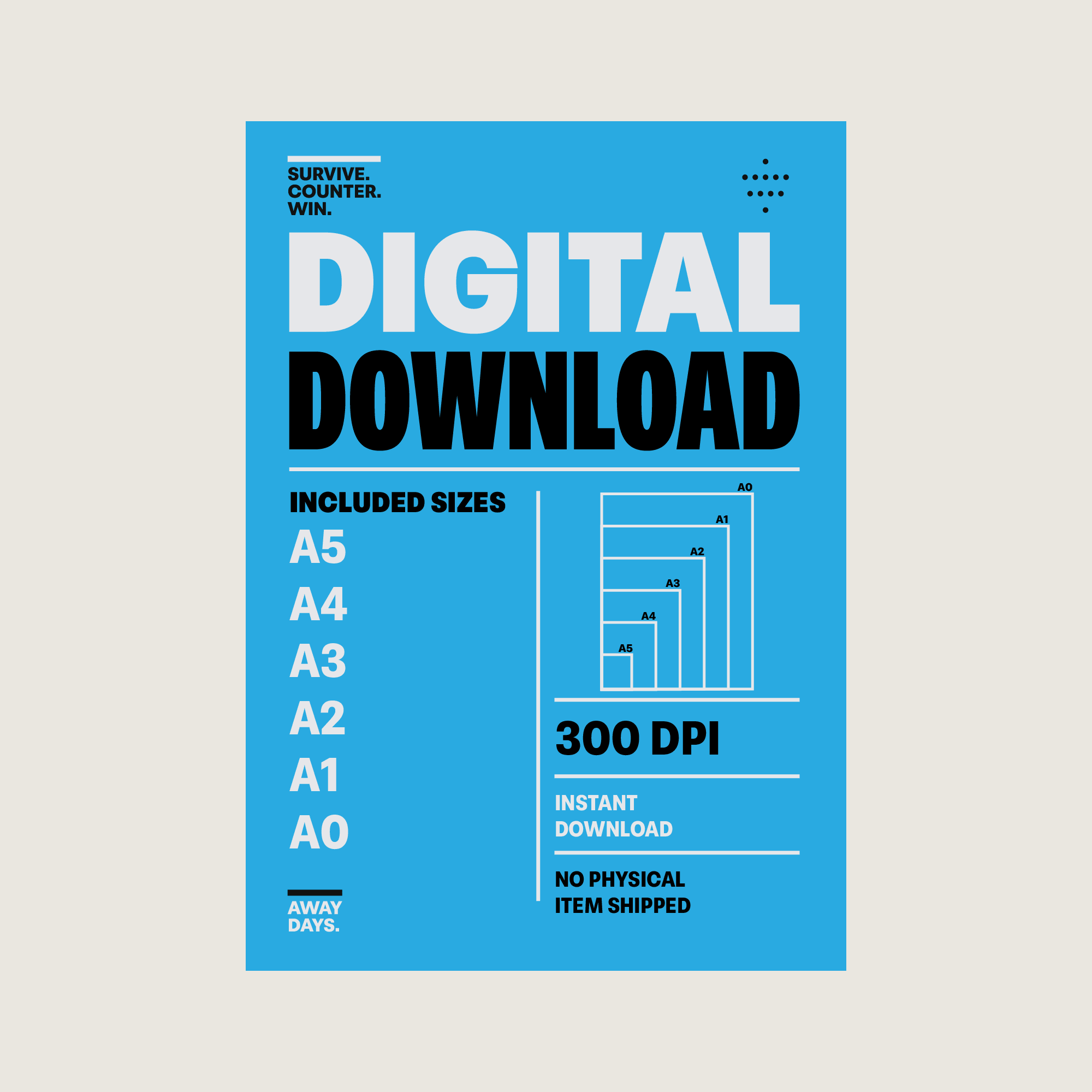 4-5-1 football formation poster digital download information sheet showing included A5 to A0 print sizes, 300 DPI artwork and instant download details.