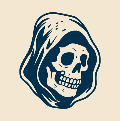 Zero Fuchs hooded monk skull illustration created for Kellerbier label design