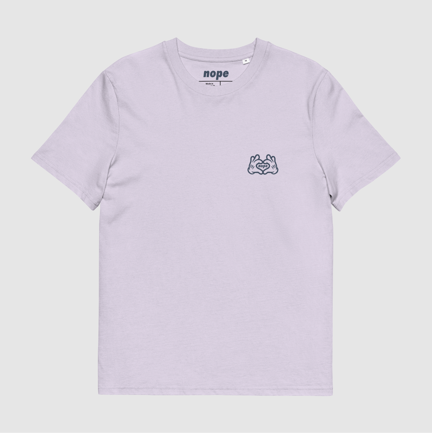 Lavender Nope Love Hands T-Shirt – Front View